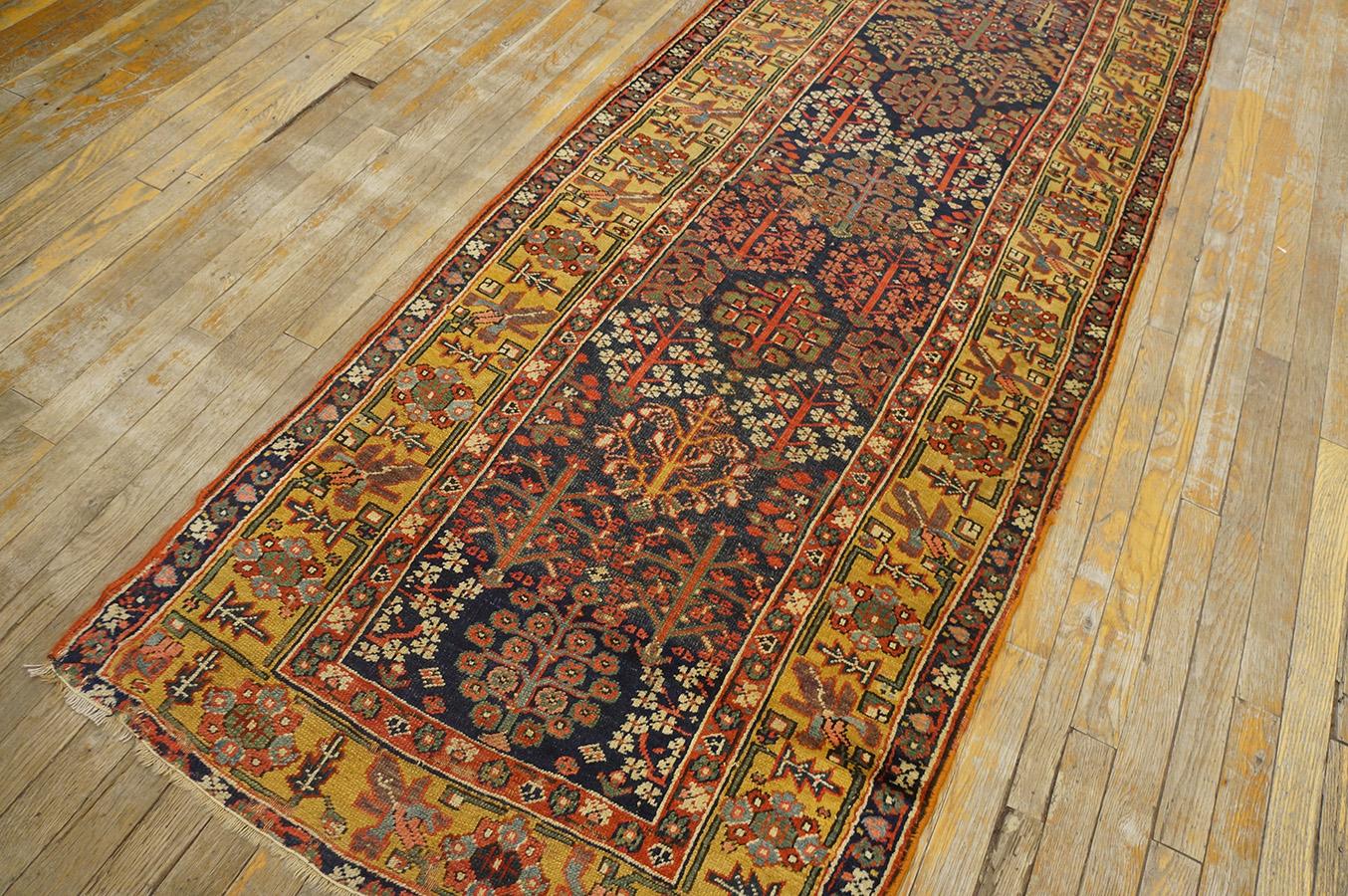 Mid 19th Century W. Persian Kurdish Shrub Runner Carpet (3' x 14'6'' - 90 x 443) For Sale 6