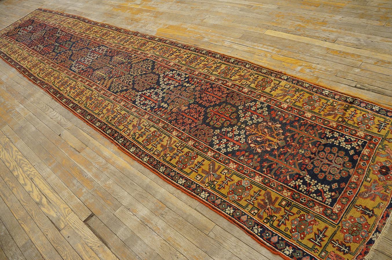Mid 19th Century W. Persian Kurdish Shrub Runner Carpet (3' x 14'6'' - 90 x 443) For Sale 7