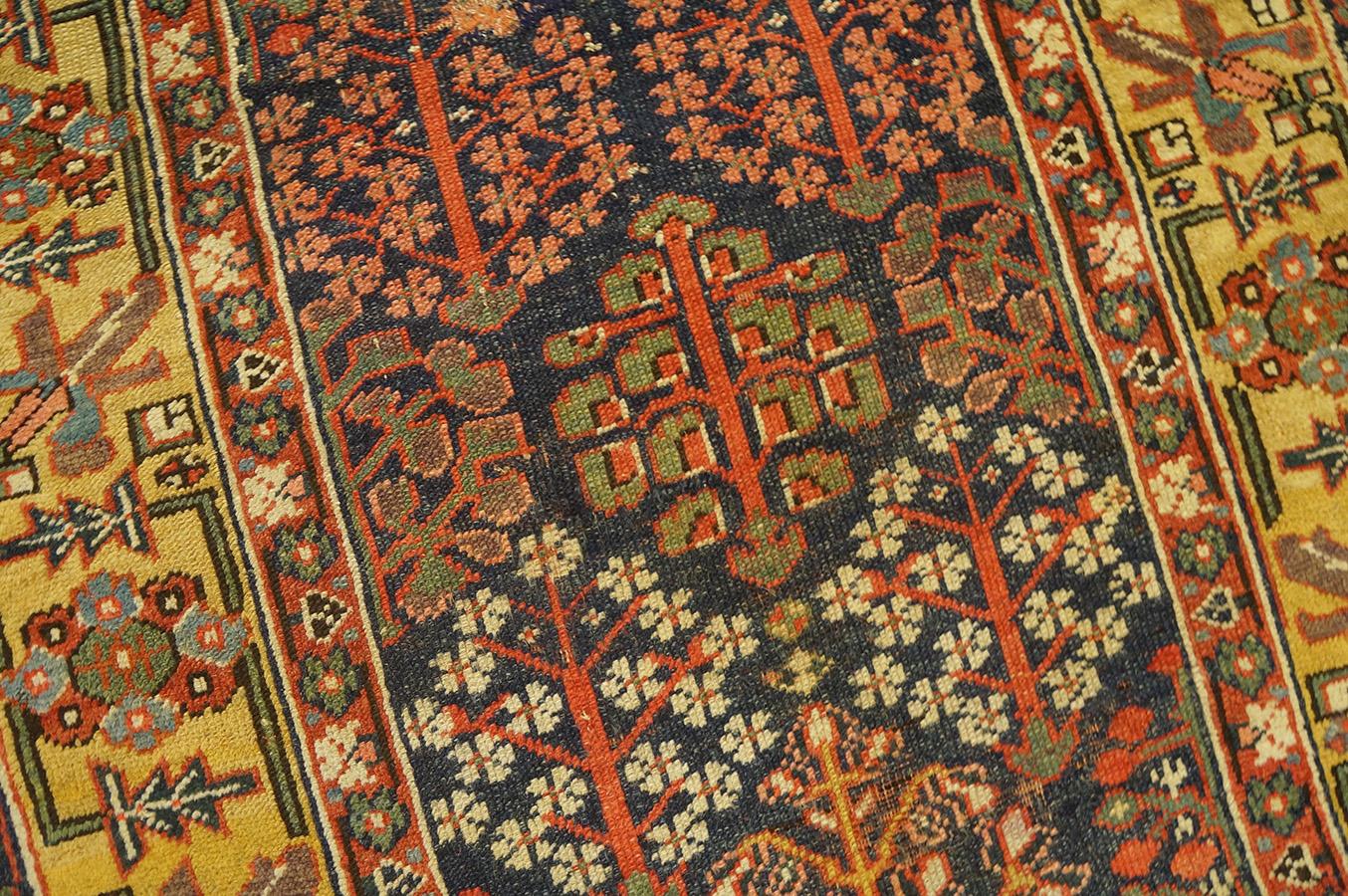Mid 19th Century W. Persian Kurdish Shrub Runner Carpet (3' x 14'6'' - 90 x 443) For Sale 8