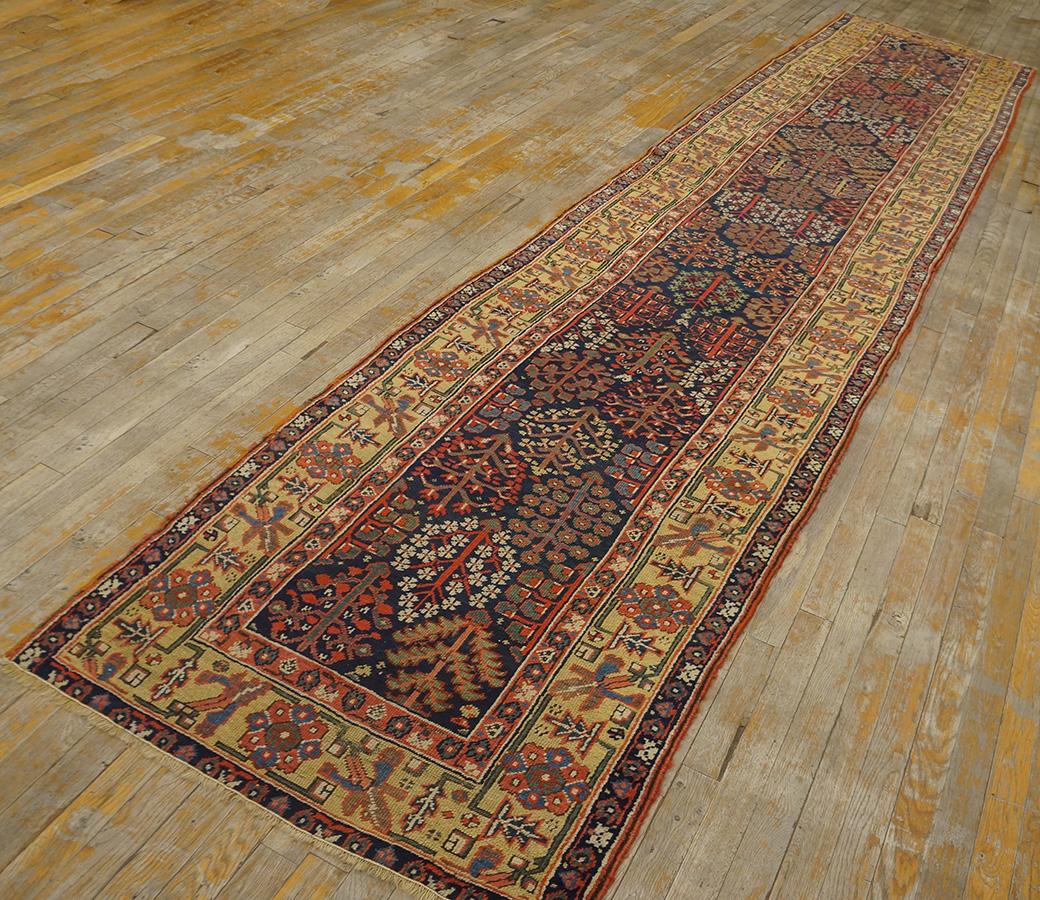 Mid 19th Century W. Persian Kurdish Shrub Runner Carpet 
3' x 14'6'' - 90 x 443