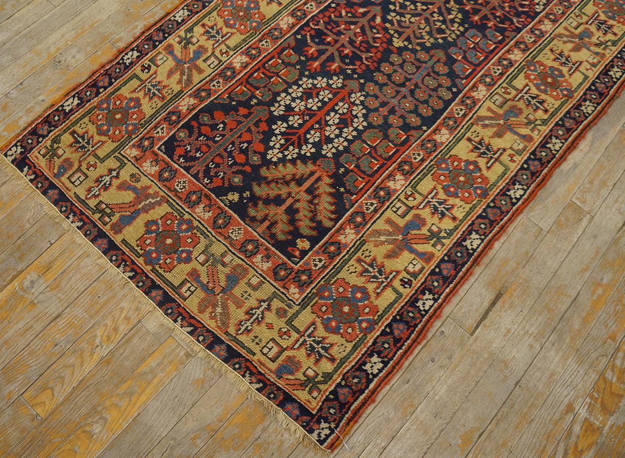 Mid 19th Century W. Persian Kurdish Shrub Runner Carpet (3' x 14'6'' - 90 x 443) In Good Condition For Sale In New York, NY