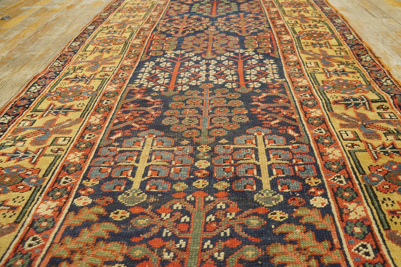 Mid 19th Century W. Persian Kurdish Shrub Runner Carpet (3' x 14'6'' - 90 x 443) For Sale 3