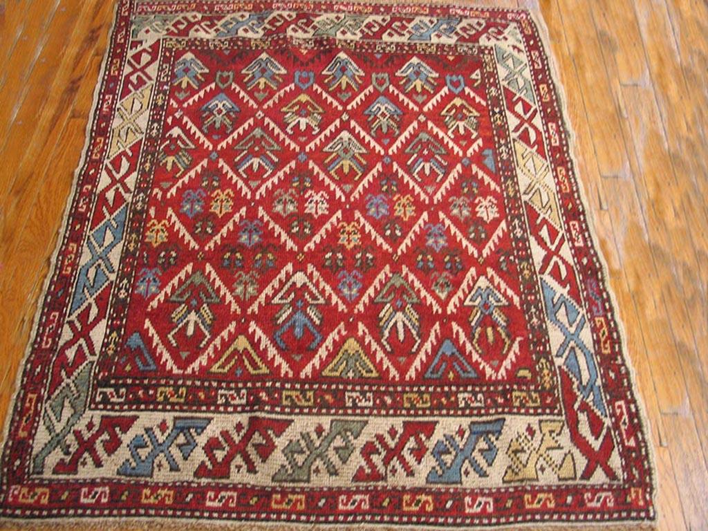 Antique Kurdish rug. Size: 3'6