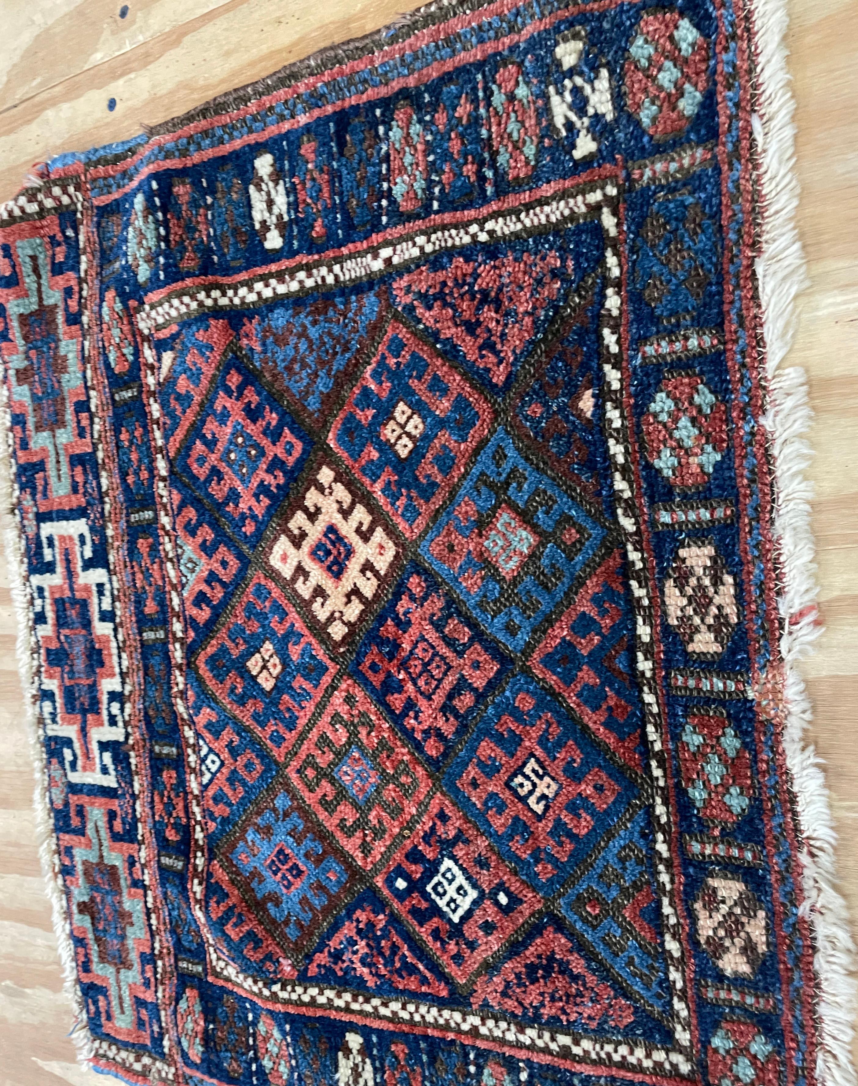 XIX secolo Tappeto curdo antico/Bag Jaff del 1900 ca. in vendita