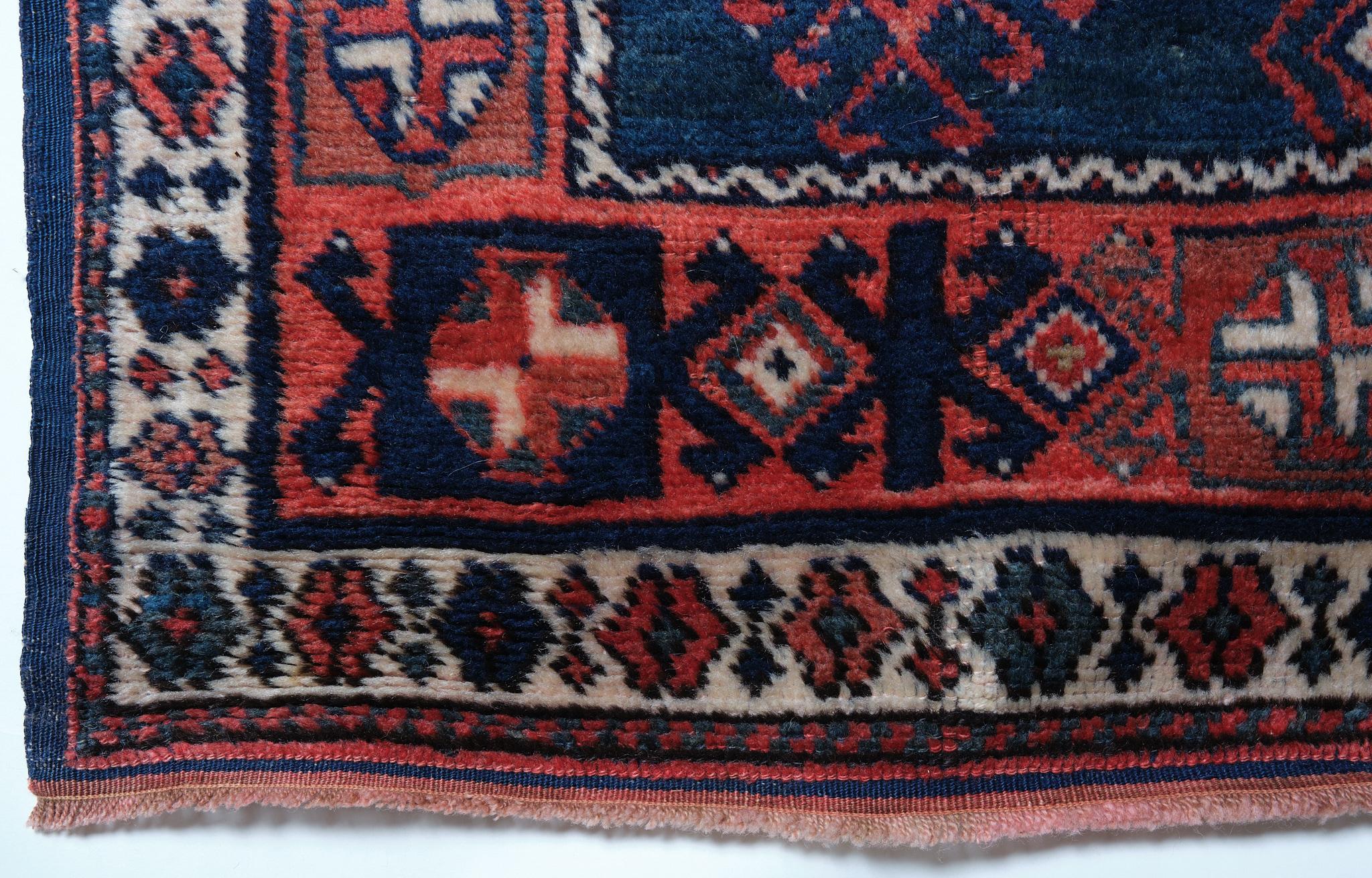 This is an Antique Kurdish Rug from the Eastern Anatolia region with a rare and beautiful color composition.

Anatolian Kurdish rugs are handwoven rugs that originate from the Anatolian regions of Turkey and are associated with the Kurdish weaving