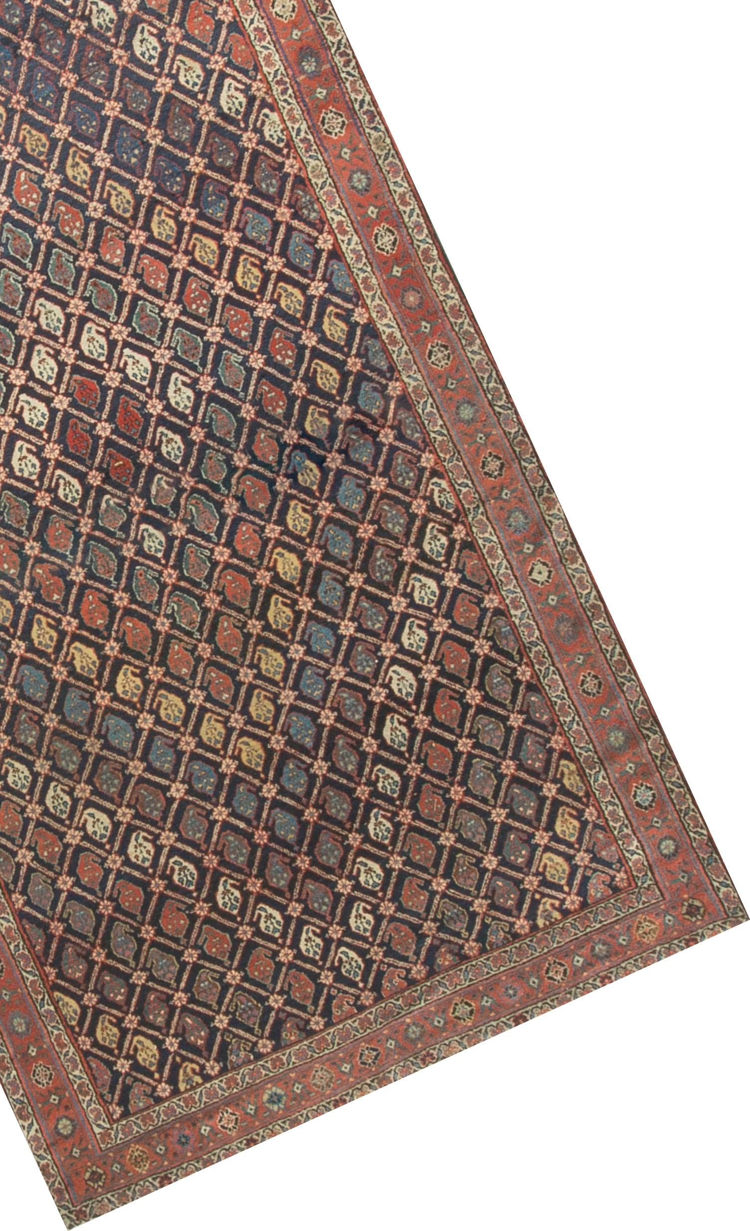 Hand-Woven Antique Kurdish Rug circa 1900 For Sale