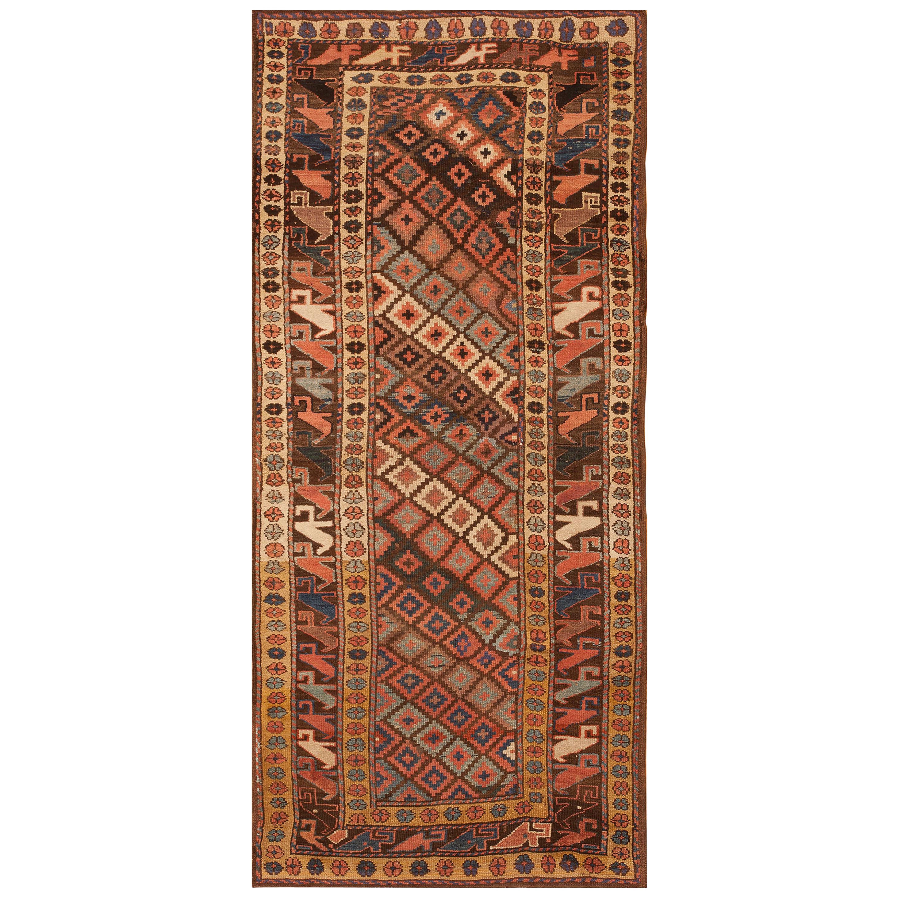 Early 20th Century W. Persian Kurdish Rug ( 3'4" x 6'9" - 102 x 206 ) For Sale