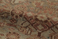 Antique Kurdish Rug in Beige–Brown, Geometric Field and Borders - Rug & Kilim