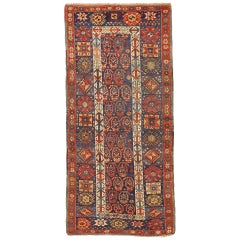Antique Kurdish Rug of Persian Origin with Red &  Blue Tribal Patterns