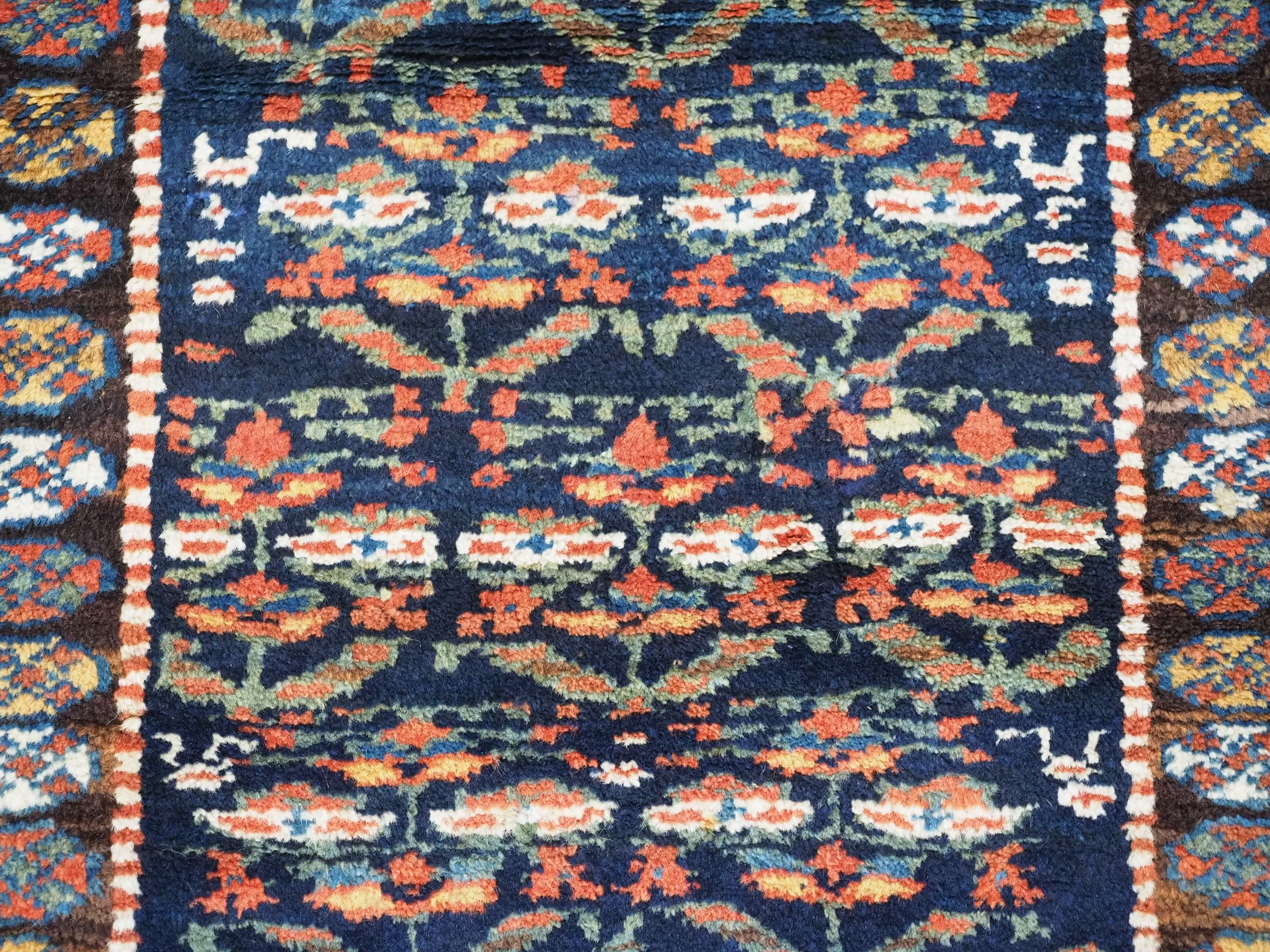 Antique Kurdish rug with colourful shrub design.  Circa 1900 For Sale 4