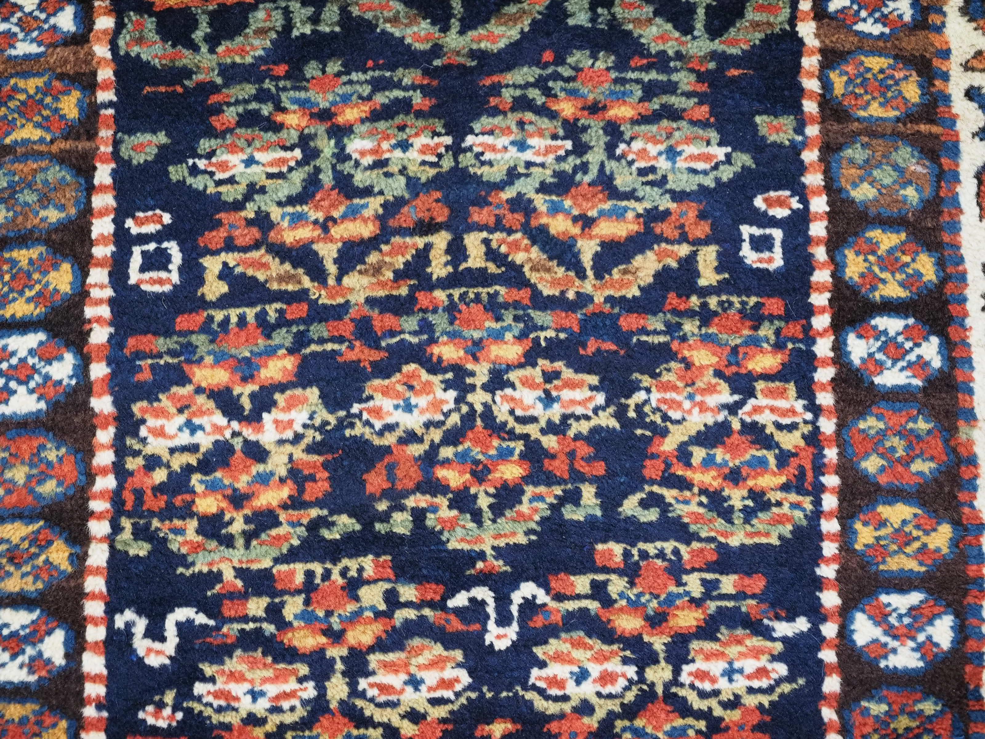 Antique Kurdish rug with colourful shrub design.  Circa 1900 For Sale 5