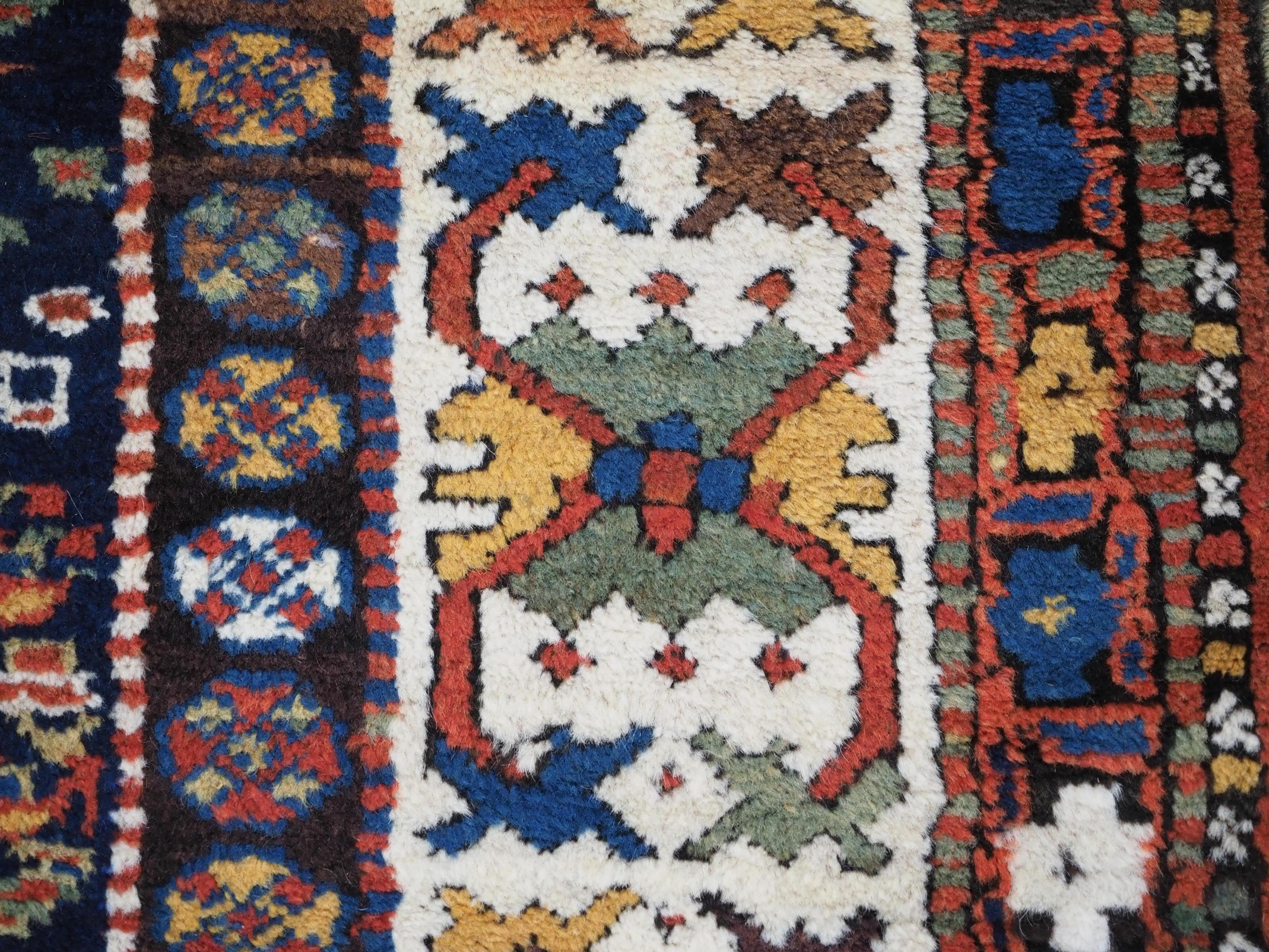 Antique Kurdish rug with colourful shrub design.  Circa 1900 For Sale 6