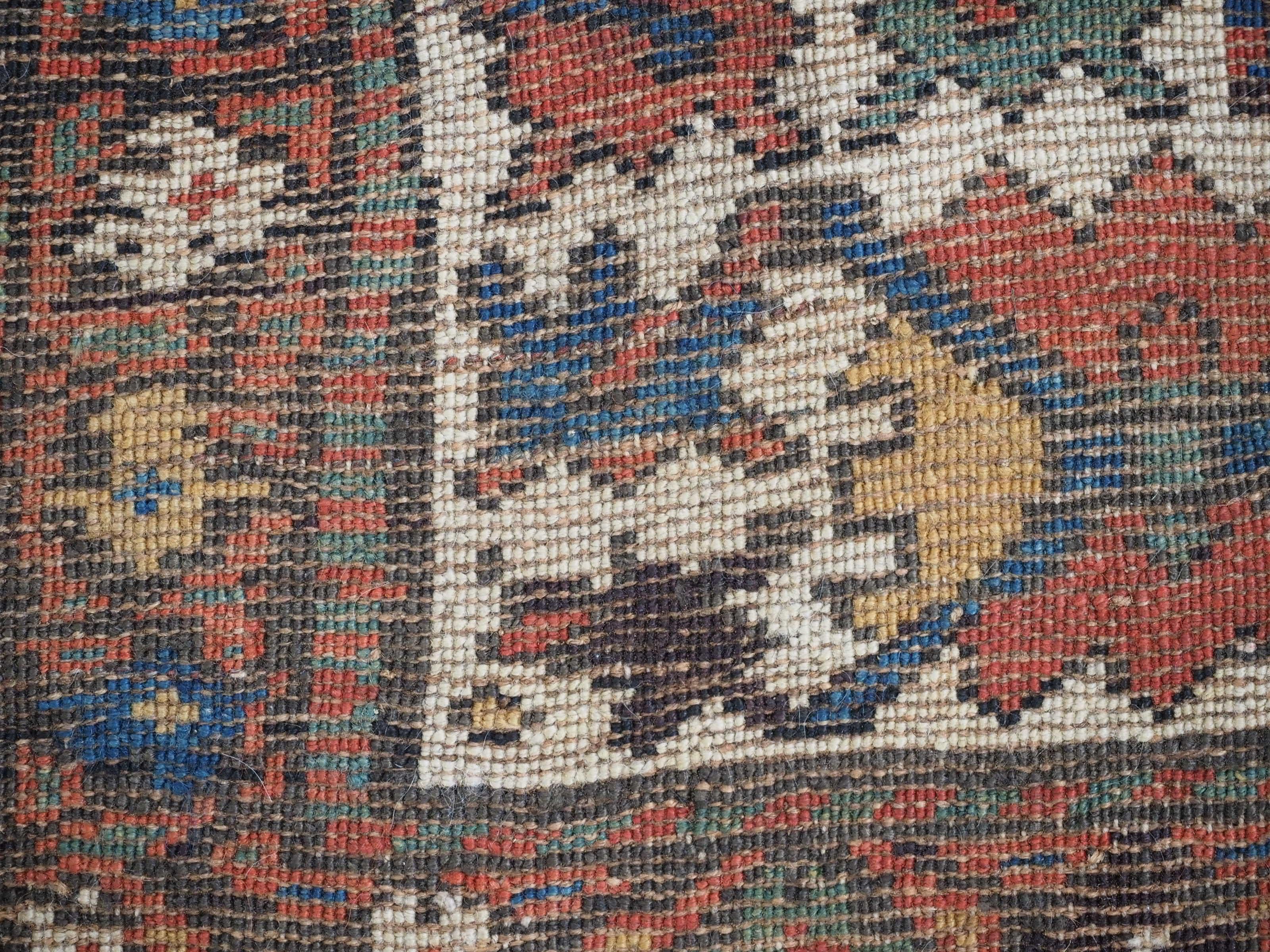 Antique Kurdish rug with colourful shrub design.  Circa 1900 For Sale 8