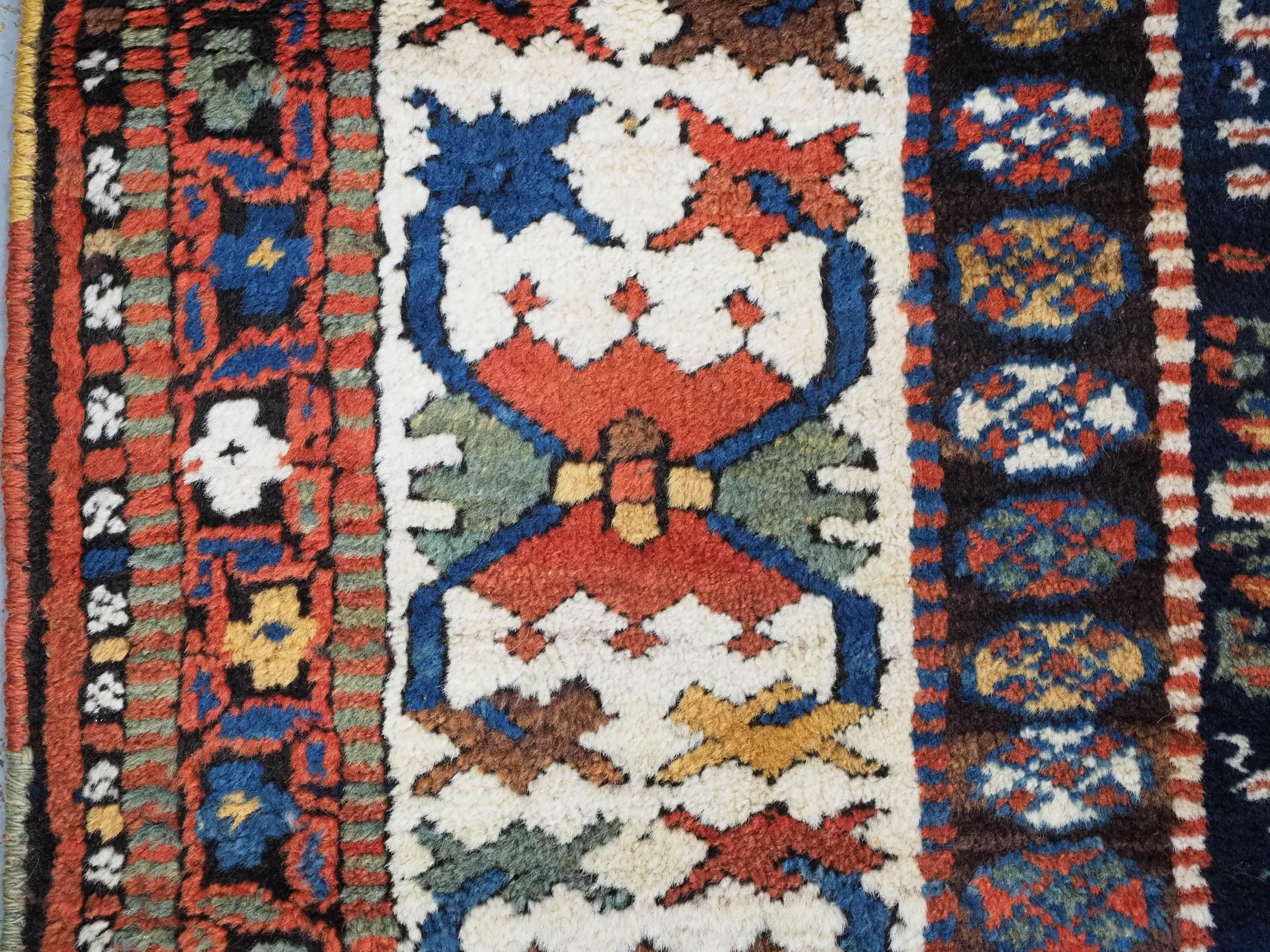 Antique Kurdish rug with colourful shrub design.  Circa 1900 For Sale 2