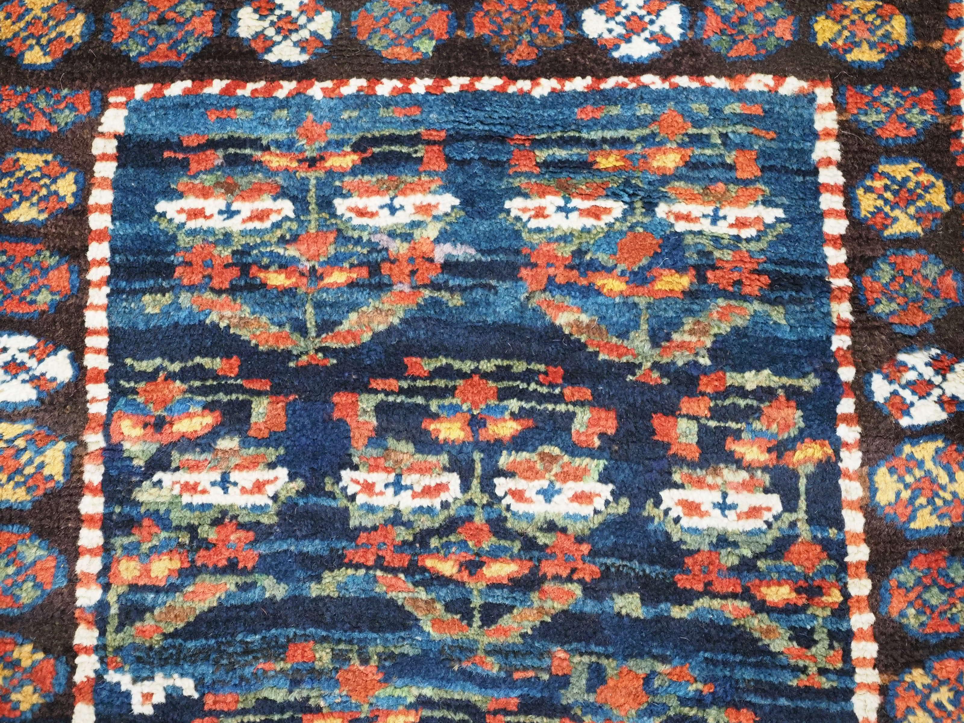 Antique Kurdish rug with colourful shrub design.  Circa 1900 For Sale 3