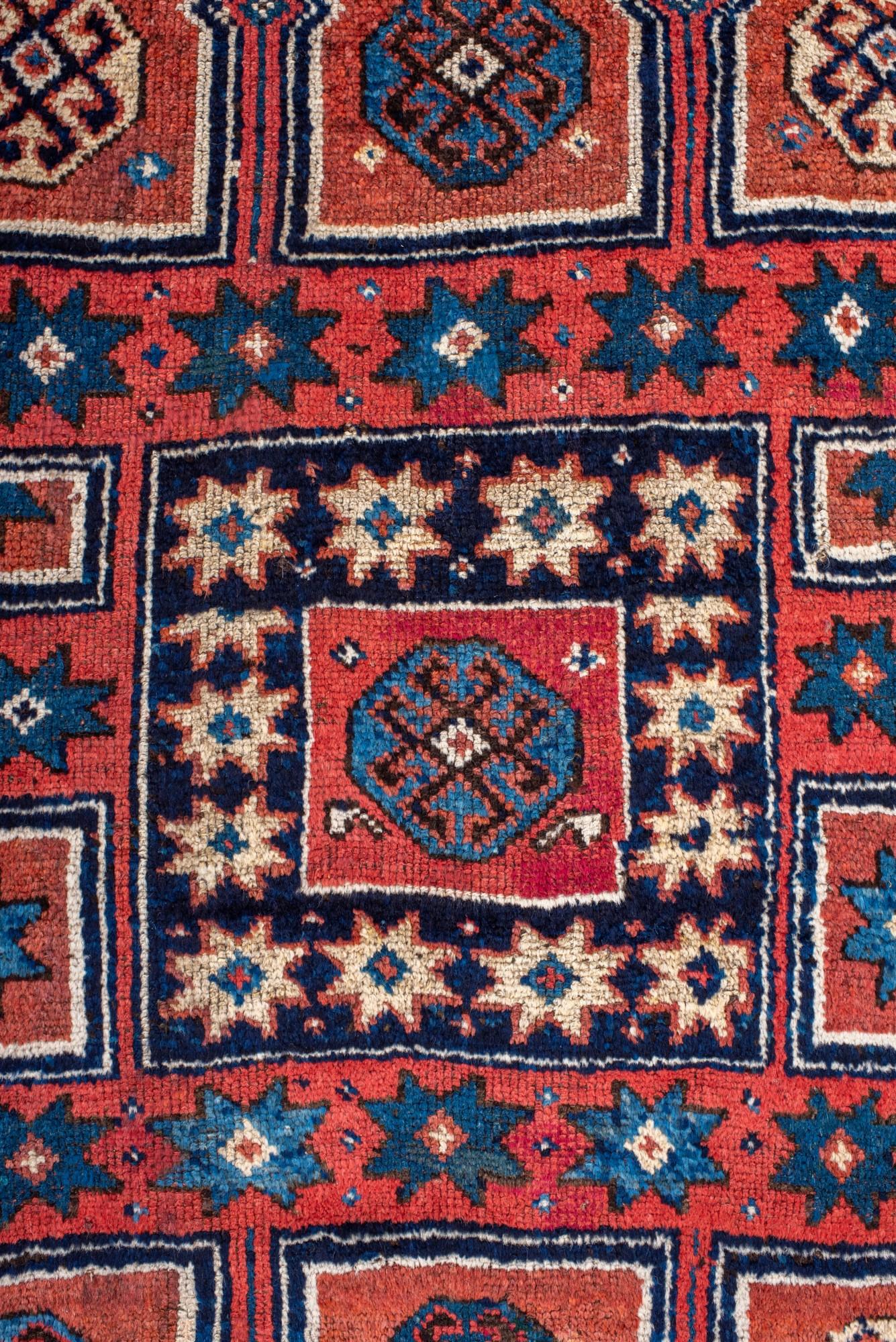 Hand-Knotted Antique Kurdish Rug with Geometric Motifs, Circa 1910 For Sale