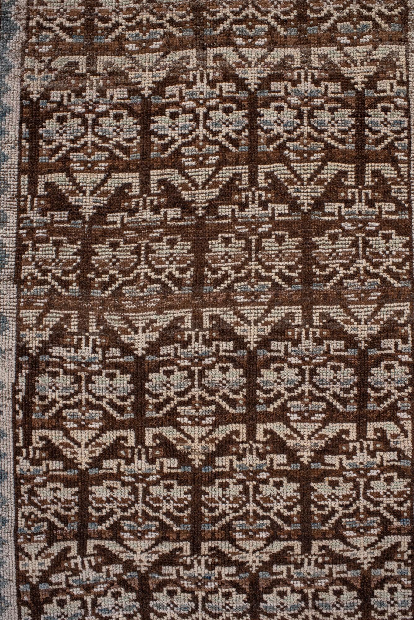 Hand-Knotted Antique Kurdish Rug with Repeating Tree Motif in Earth Tones For Sale