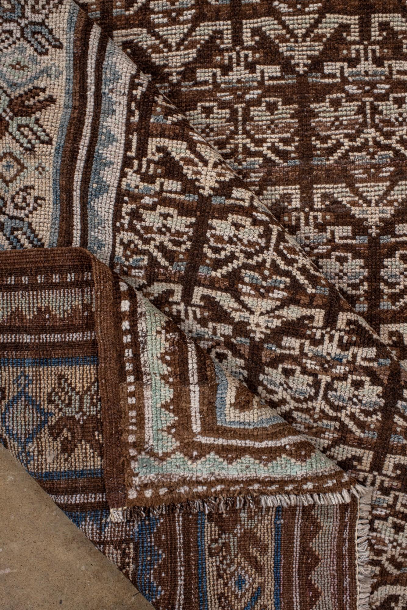Antique Kurdish Rug with Repeating Tree Motif in Earth Tones For Sale 1