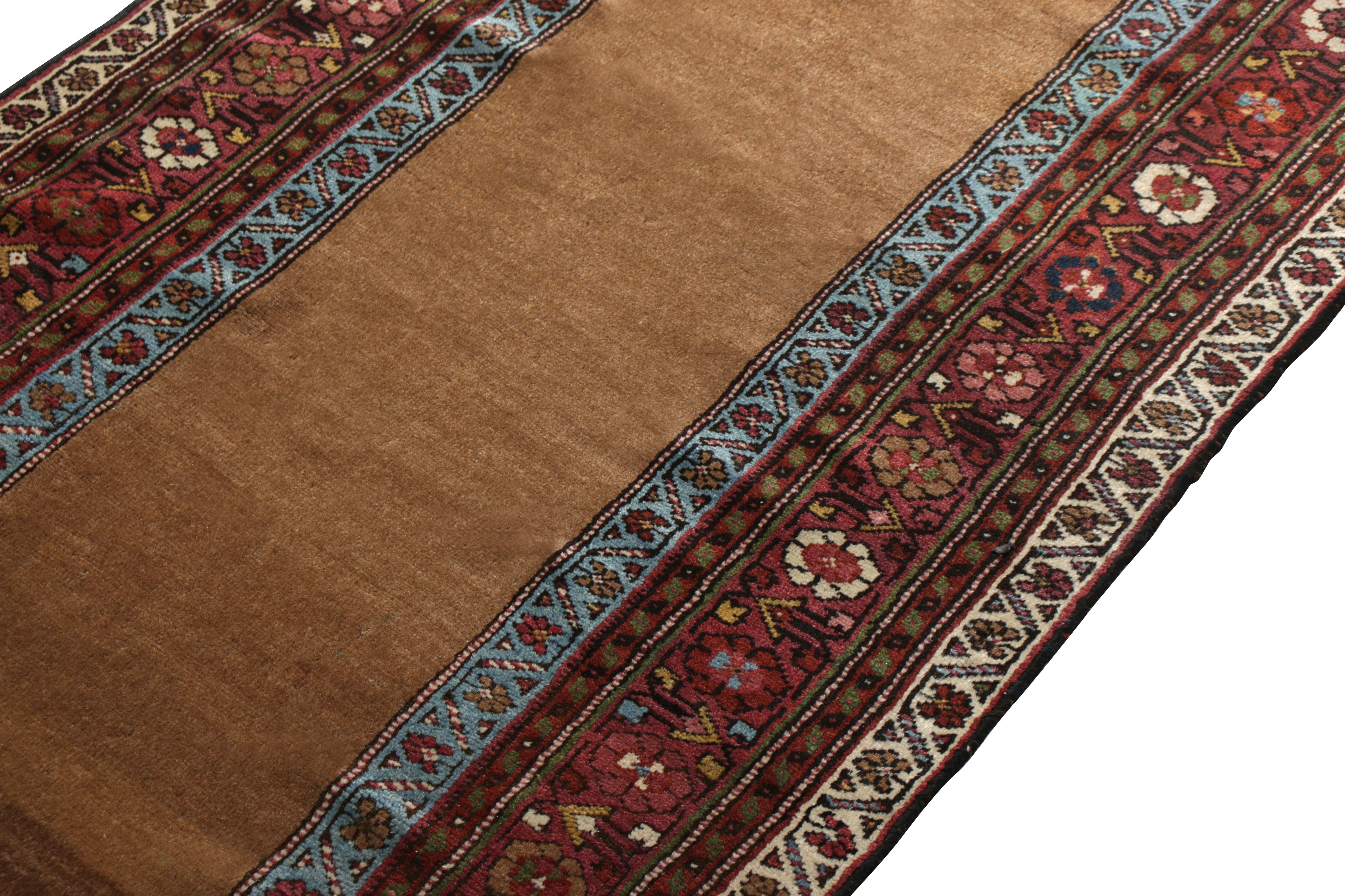 Hand-Knotted Antique Kurdish Runner Brown Traditional Tribal Persian Rug by Rug & Kilim