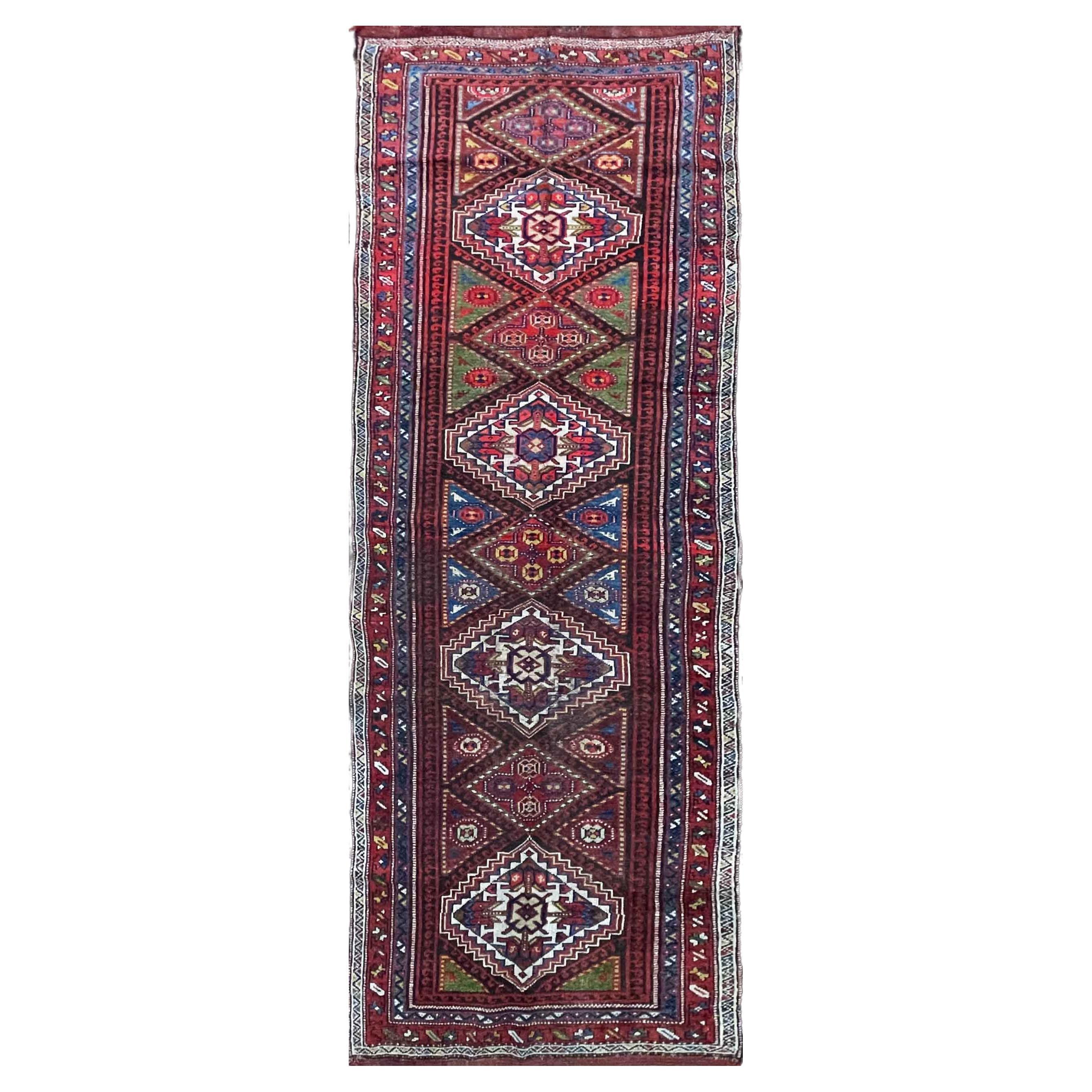 Antique Kurdish Runner, c-1900 For Sale