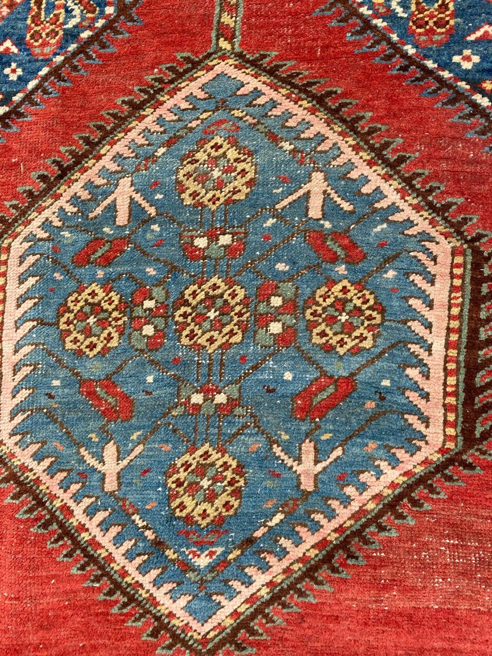 Hand-Knotted Bobyrug’s pretty Antique Kurdish Runner For Sale