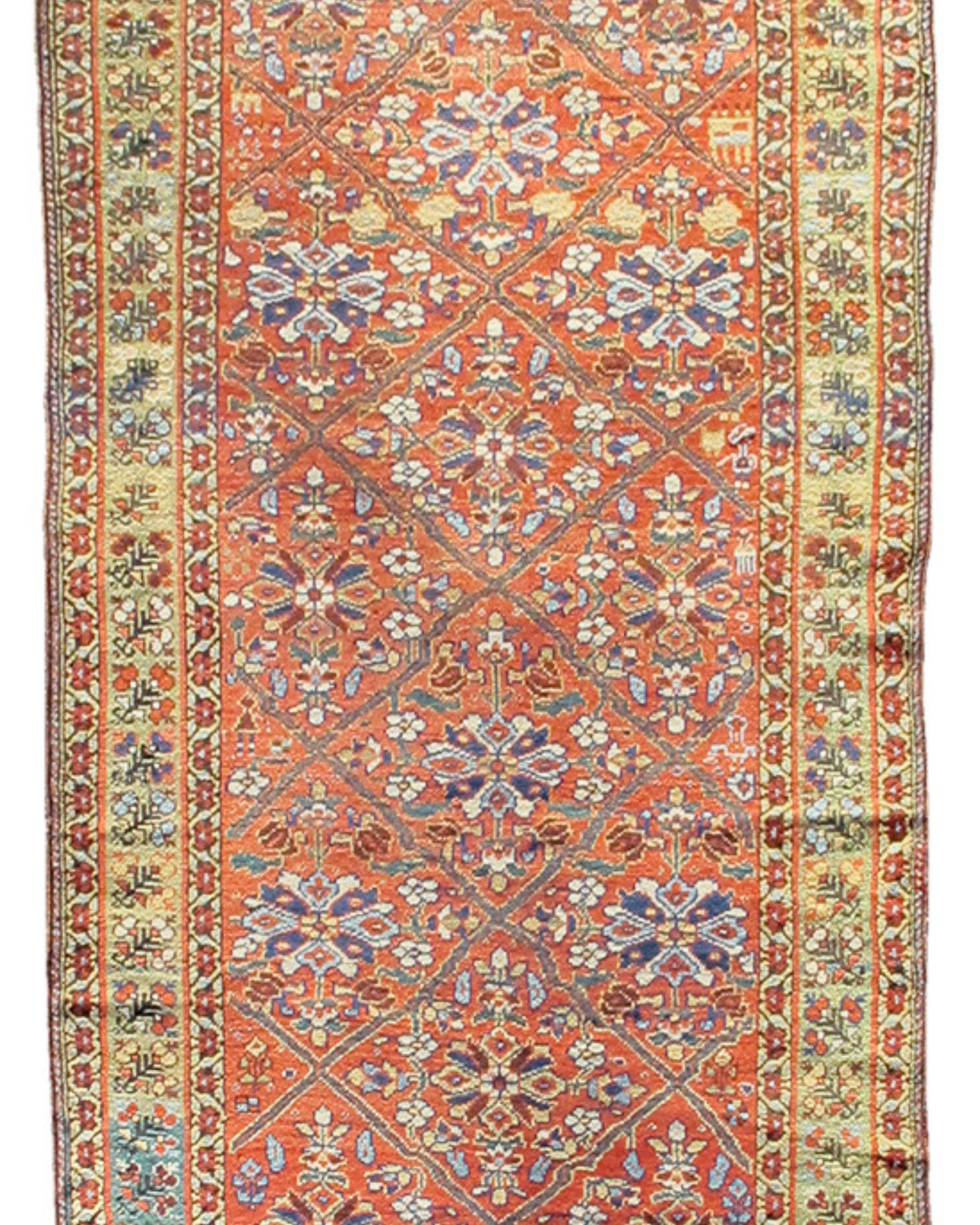 Hand-Knotted Antique Kurdish Runner, 19th Century For Sale