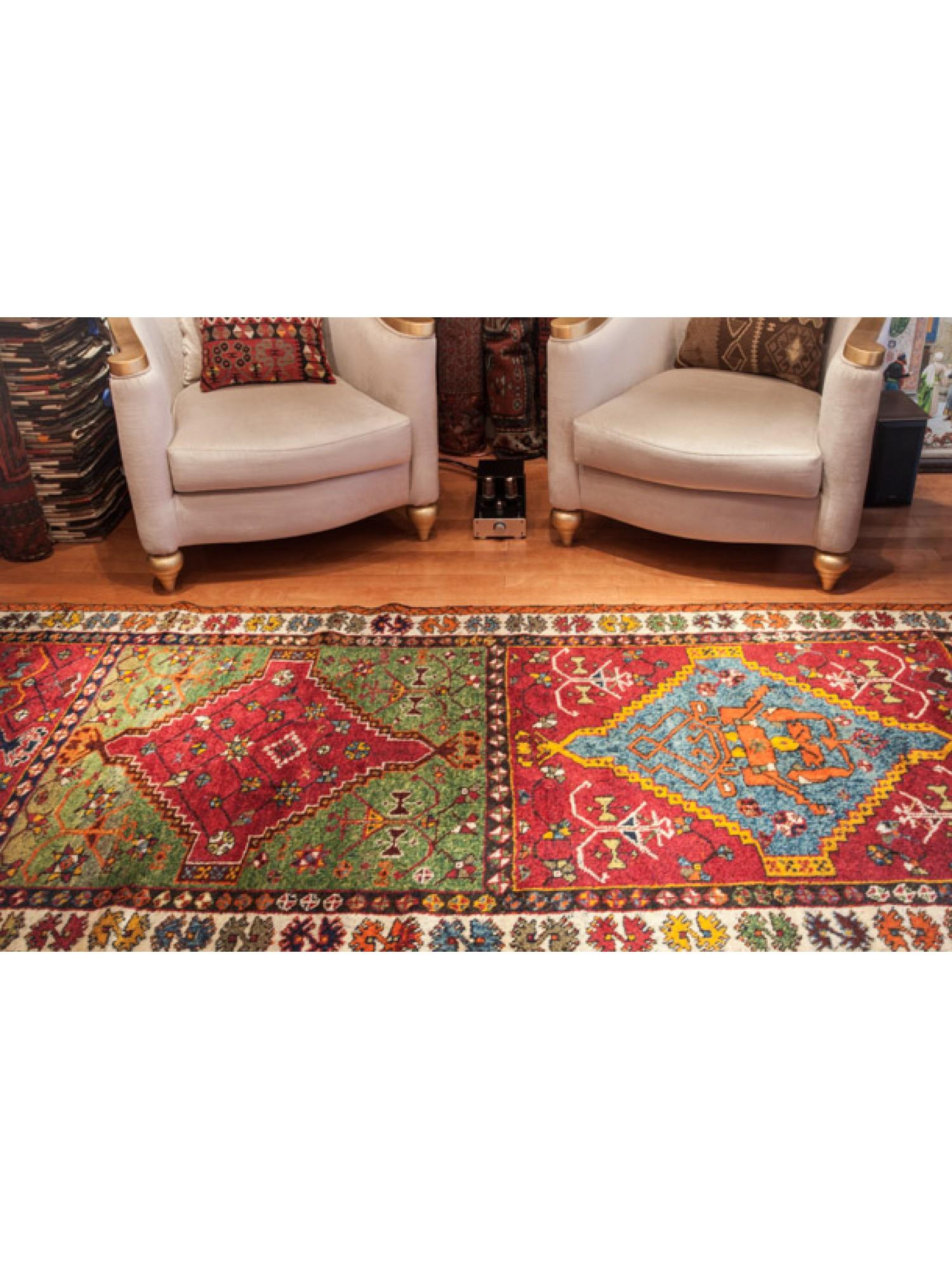 Oushak Antique Kurdish Runner Rug, Eastern Anatolian Turkish Carpet Multi Medallion For Sale