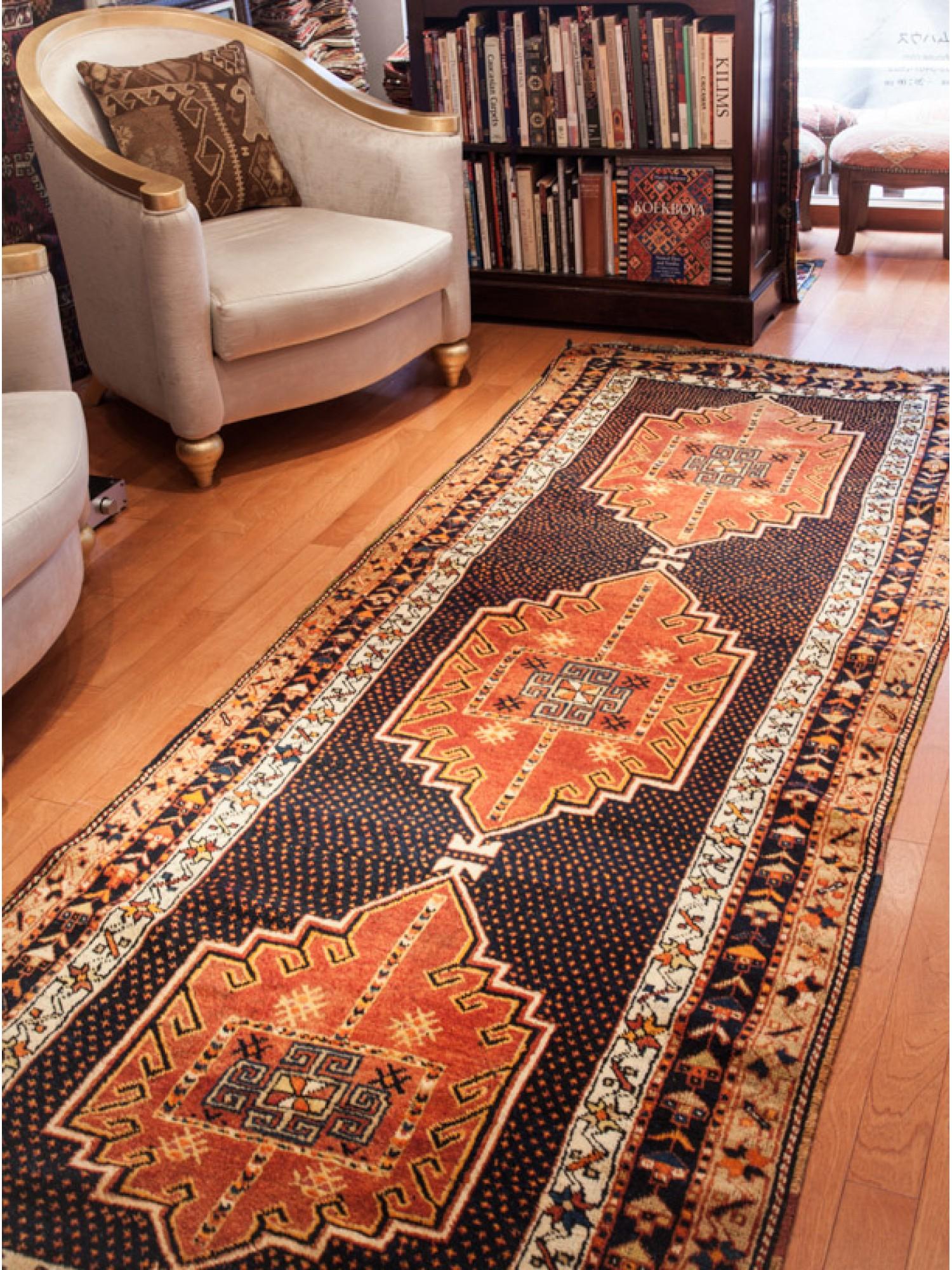 Hand-Knotted Antique Kurdish Runner Rug, Eastern Anatolian Turkish Carpet Multi Medallion For Sale