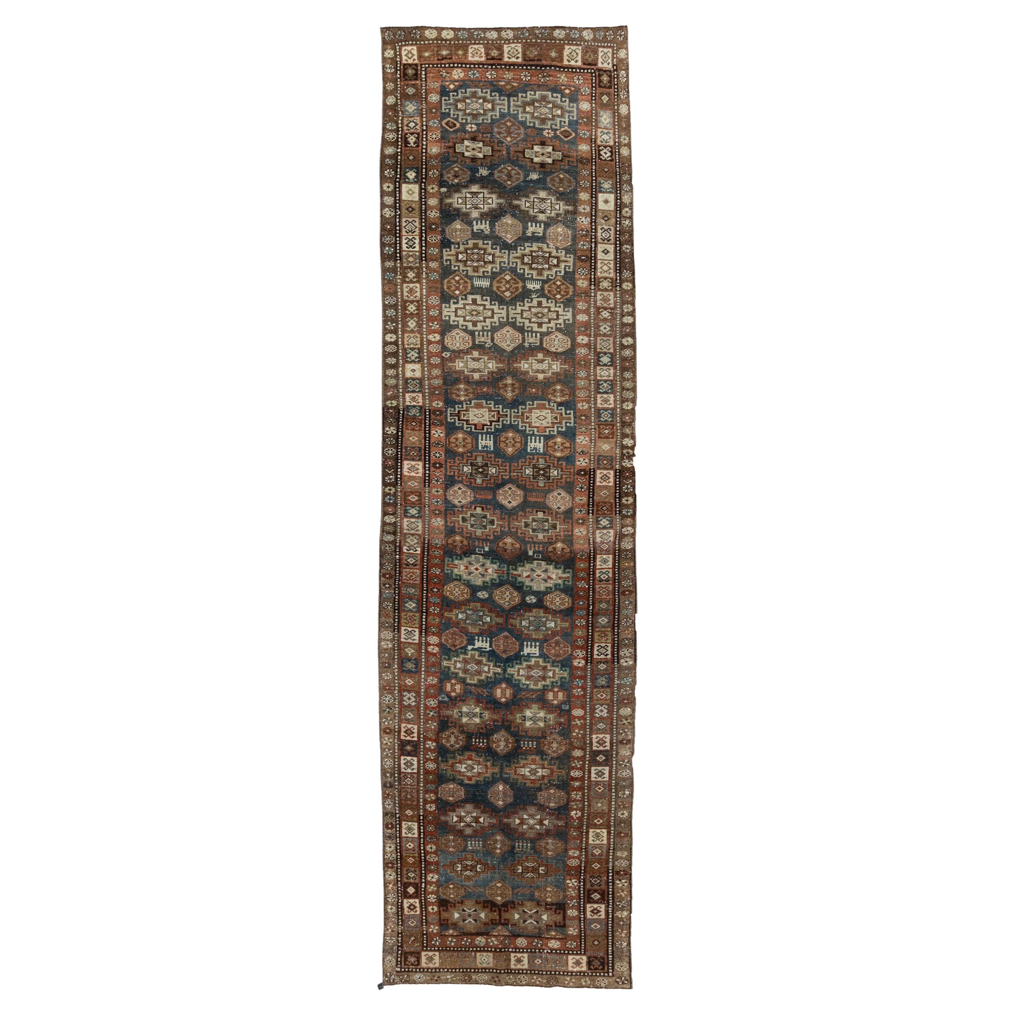 Tapis de couloir kurde ancien