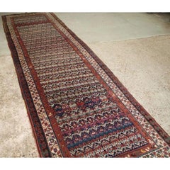Antique Kurdish Runner with All Over Shrub Design, circa 1900