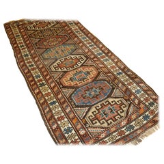 Antico runner curdo con design Memling Gul