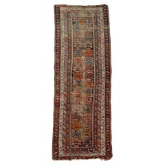 Antique Kurdish Runner with Oxidized Browns, Pinks, Tangerine, c. 1930's