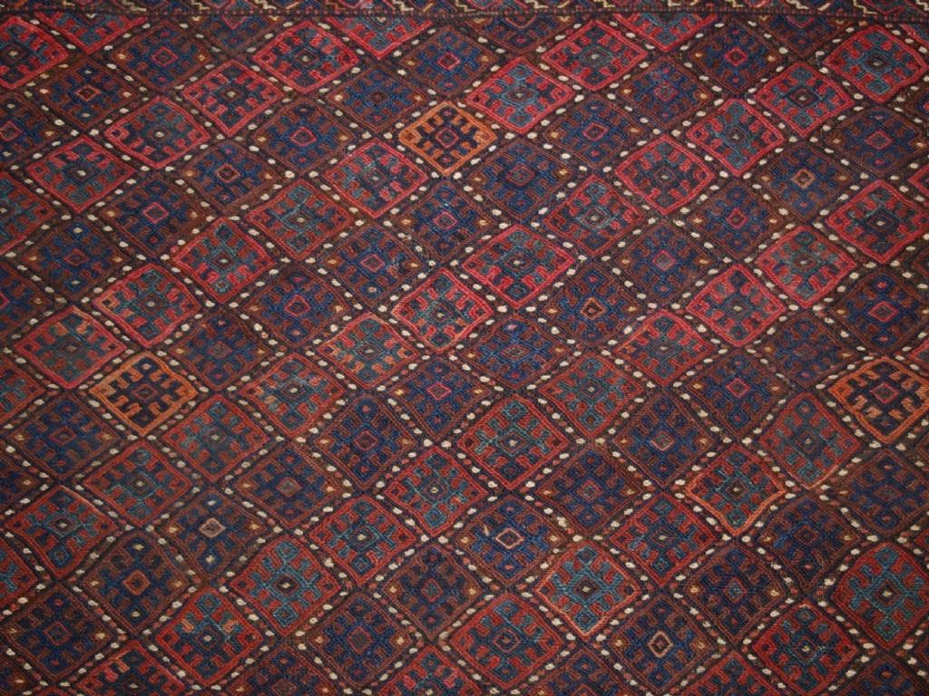 Persiano Antico kilim curdo Soumak dei curdi di Quchan, circa 1900 in vendita
