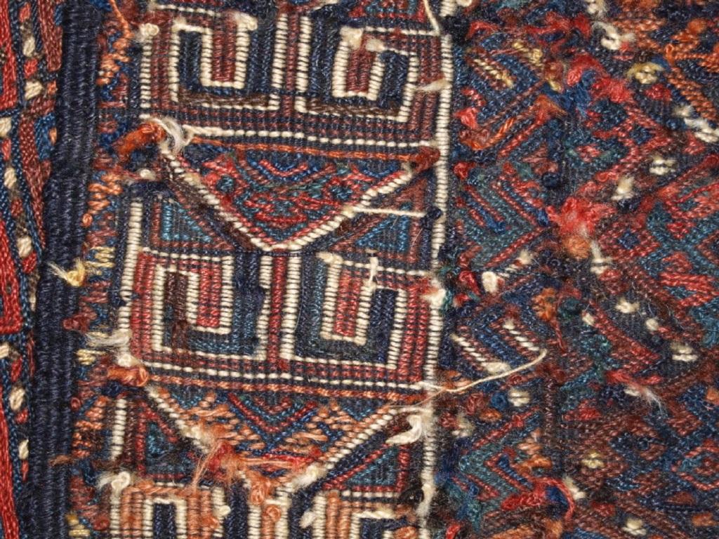 Tessuto Antico kilim curdo Soumak dei curdi di Quchan, circa 1900 in vendita