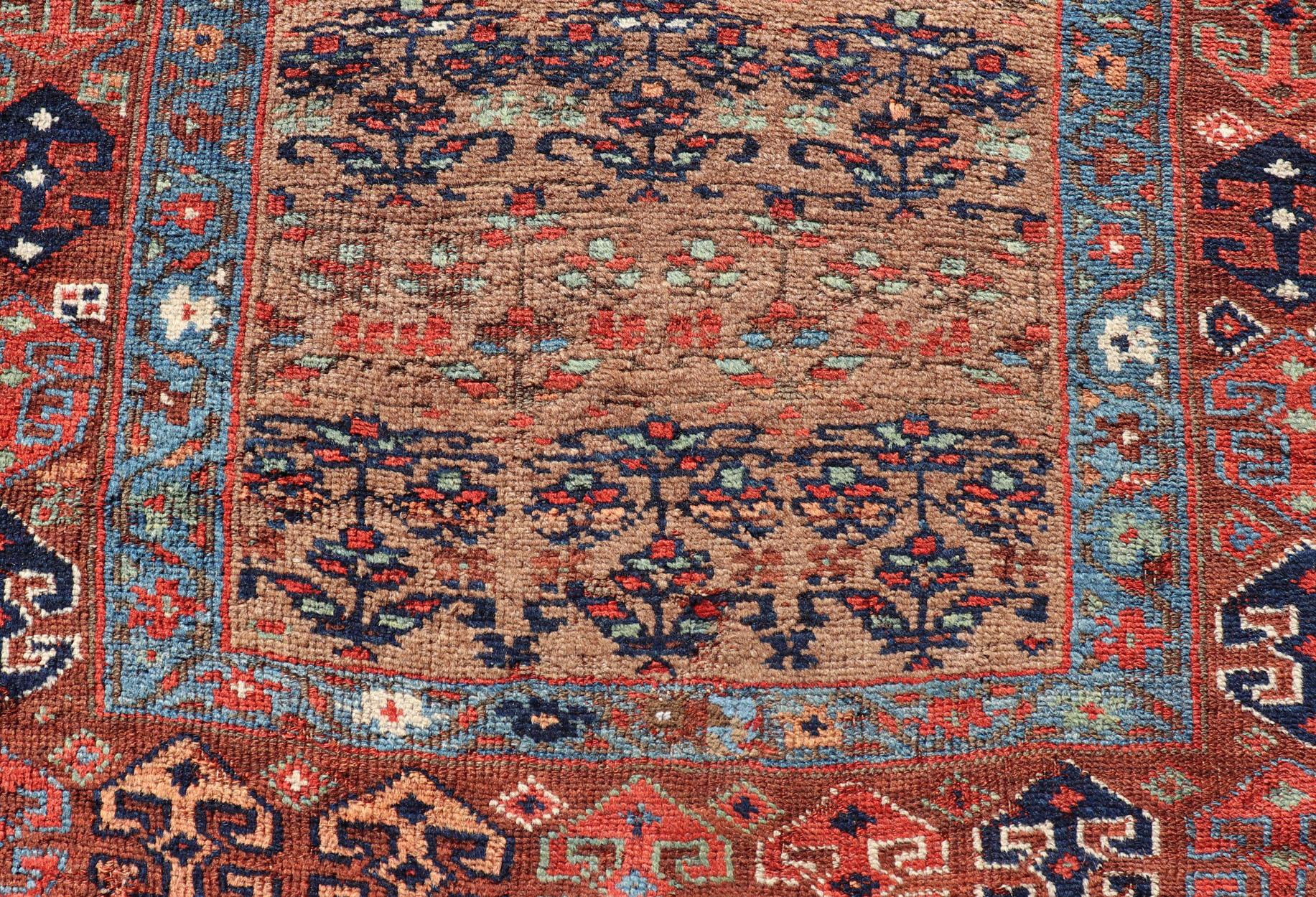 Antique Kurdish Tribal Runner in All-Over Geometric Design in Yellow Background For Sale 4