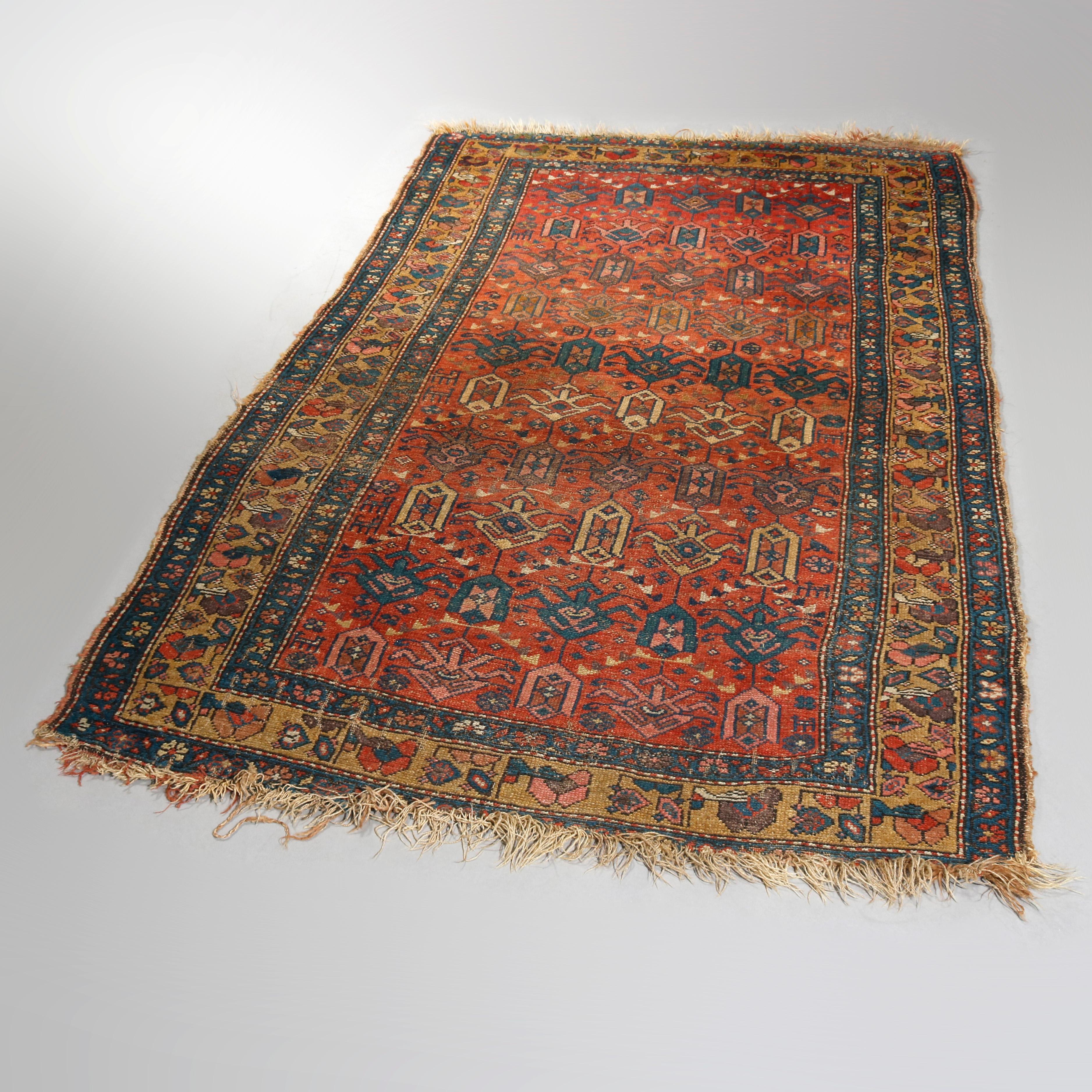 Asian Antique Kurdish Tribal Wool Oriental Rug, circa 1920