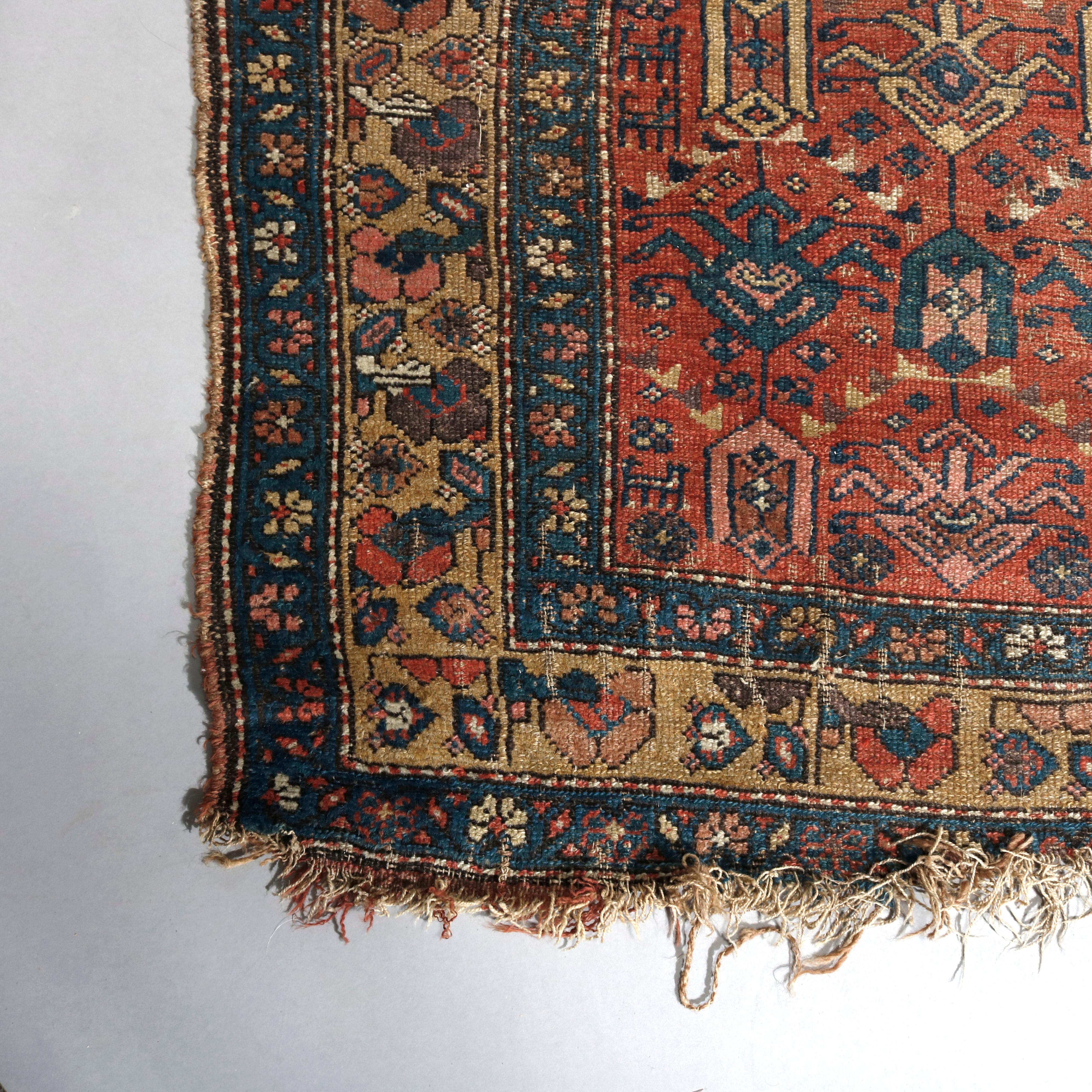 Woven Antique Kurdish Tribal Wool Oriental Rug, circa 1920