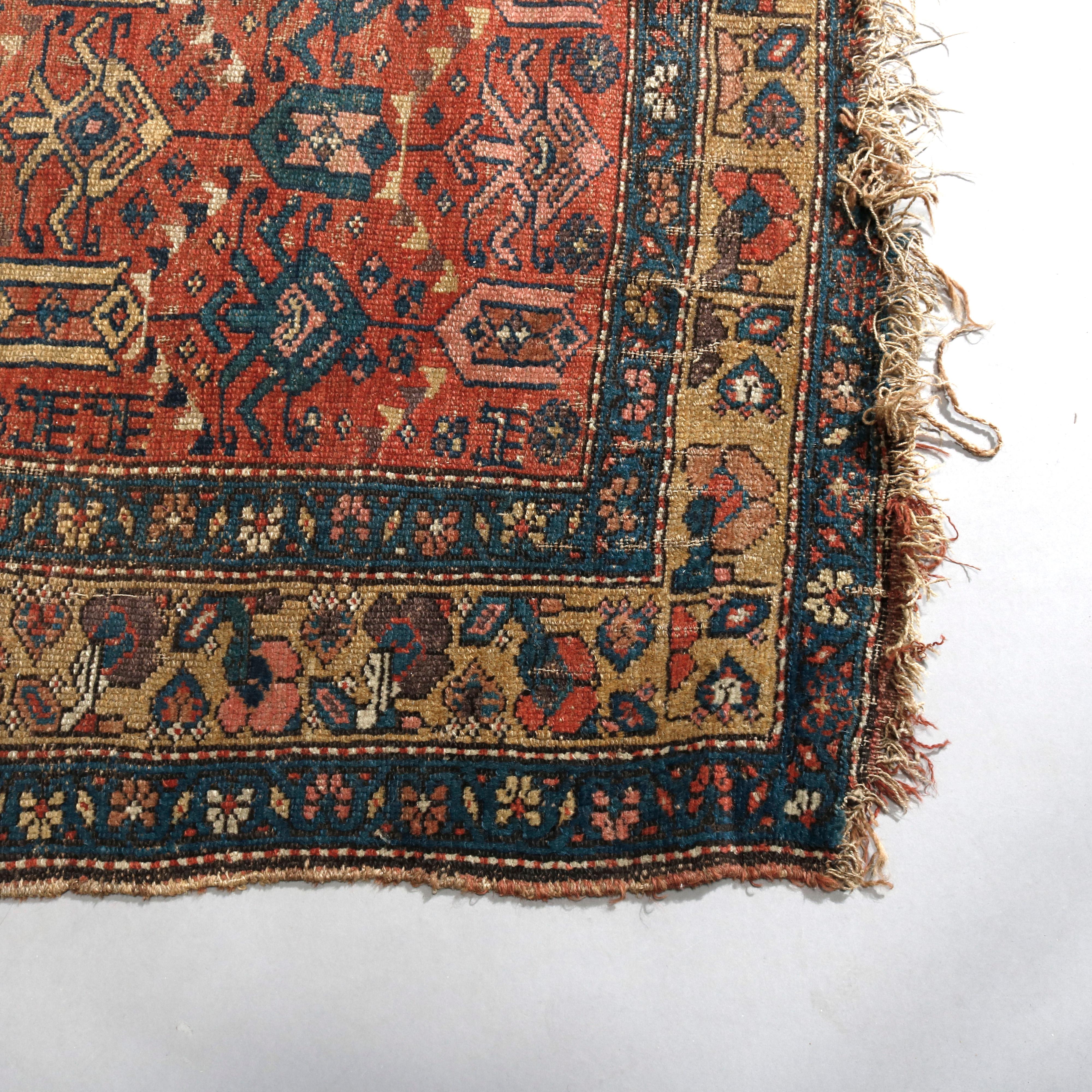 Antique Kurdish Tribal Wool Oriental Rug, circa 1920 In Good Condition In Big Flats, NY