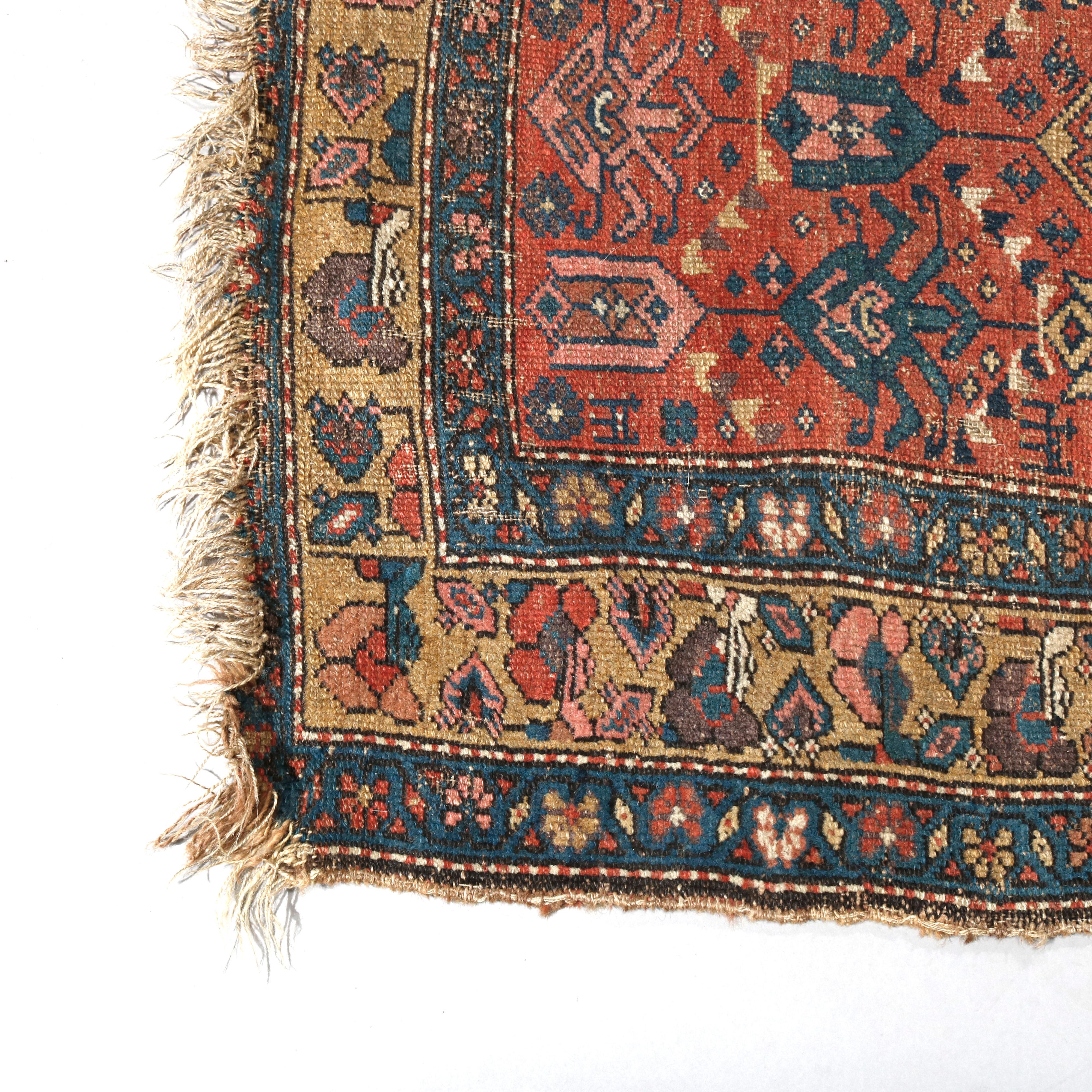 20th Century Antique Kurdish Tribal Wool Oriental Rug, circa 1920