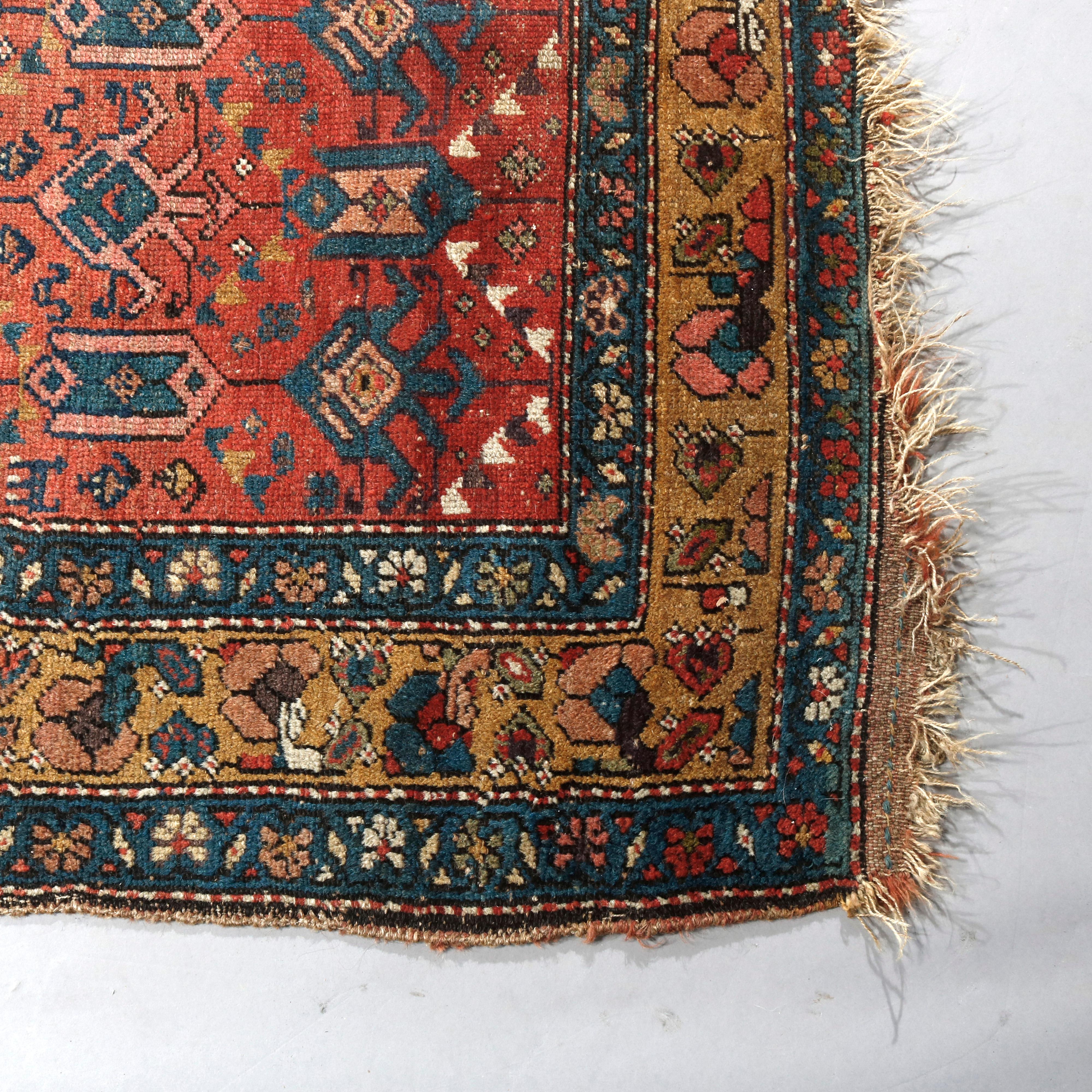 Antique Kurdish Tribal Wool Oriental Rug, circa 1920 1