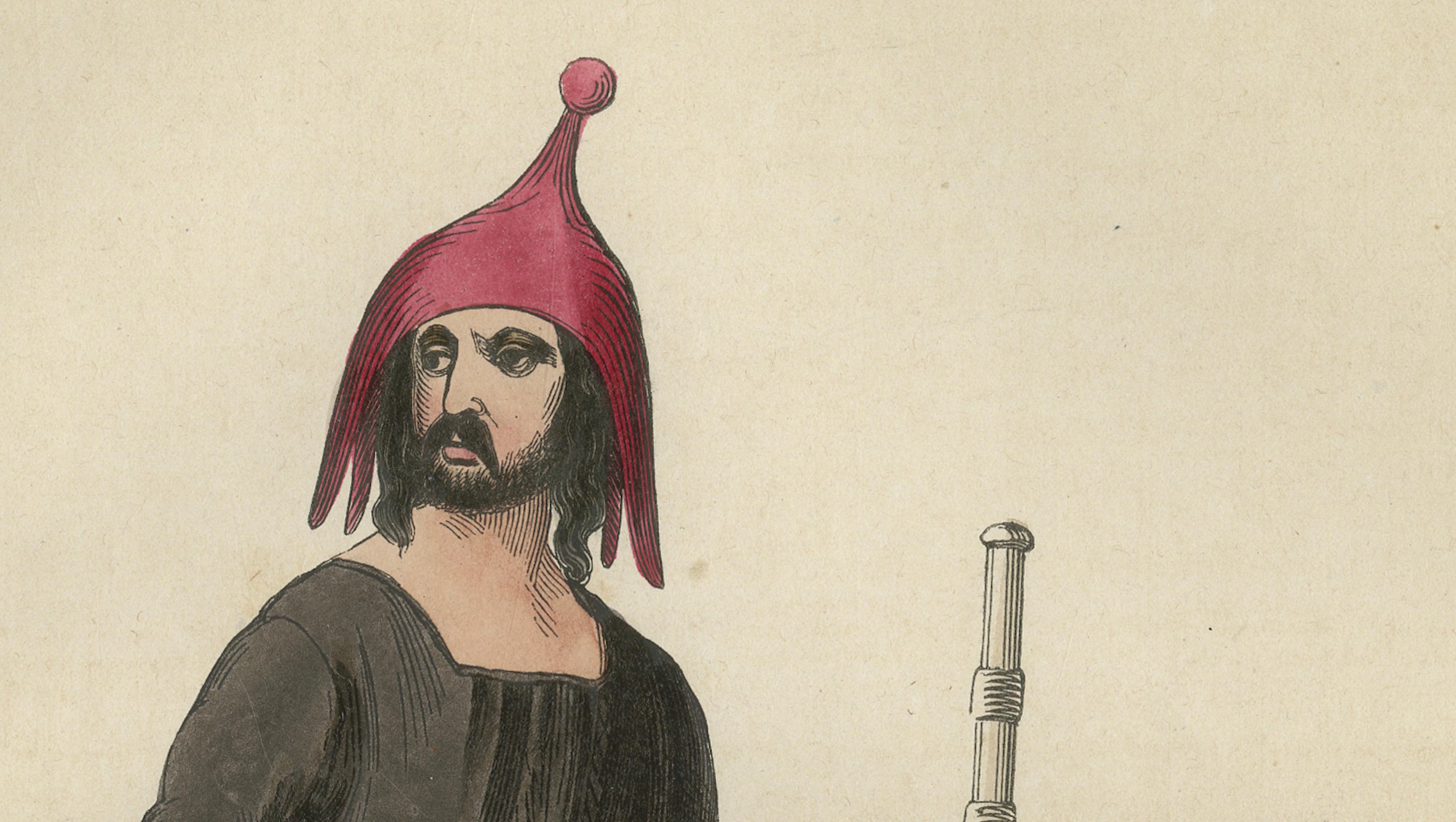 Antique Kurdish Warrior Print, Hand-Colored Ottoman Costume Lithograph, 1852