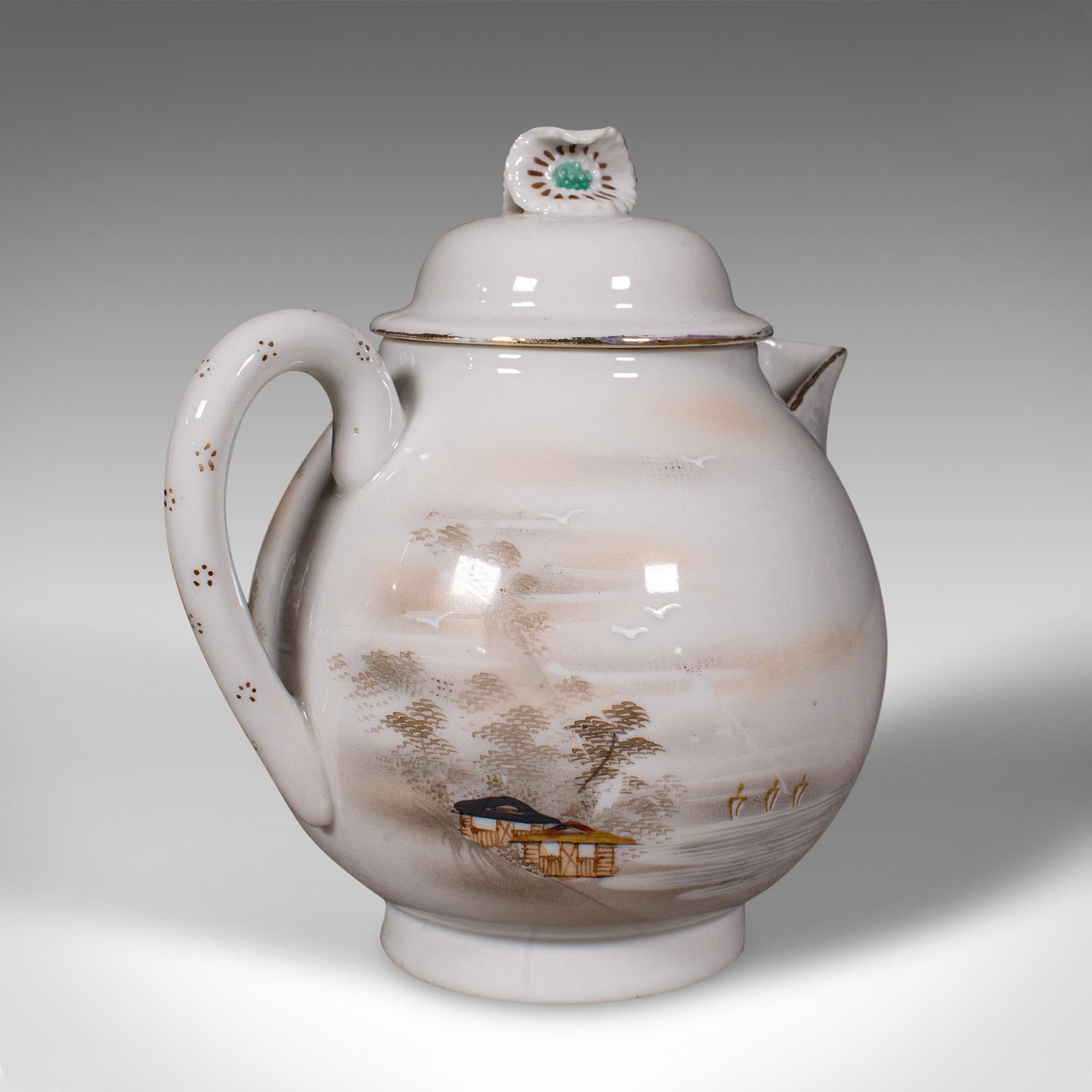 Antique Kutani Tea Service, Japanese, Porcelain, Teapot, Cup & Saucer, Victorian For Sale 5
