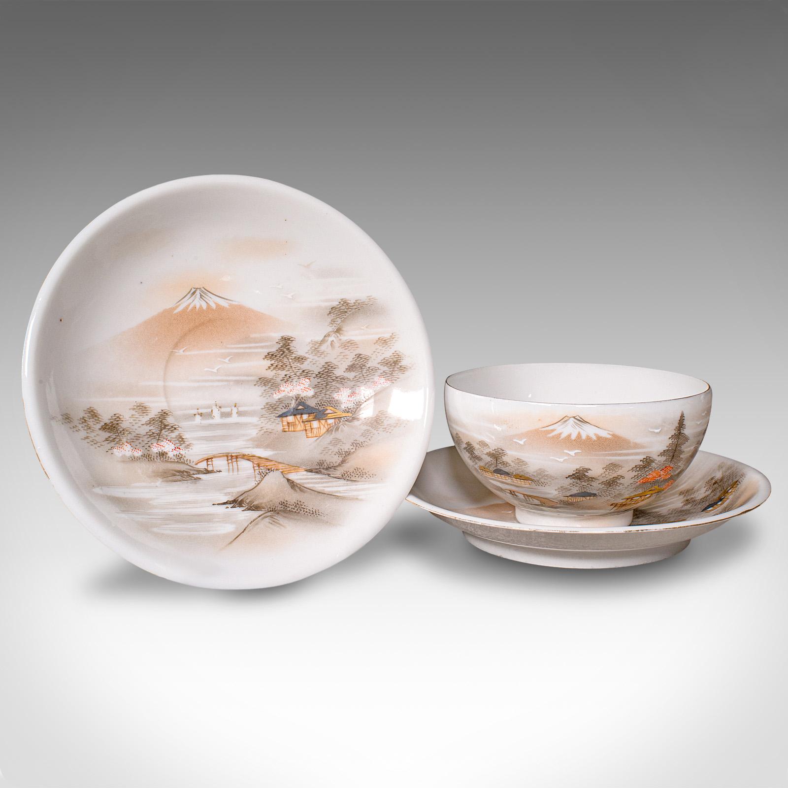Antique Kutani Tea Service, Japanese, Porcelain, Teapot, Cup & Saucer, Victorian For Sale 6