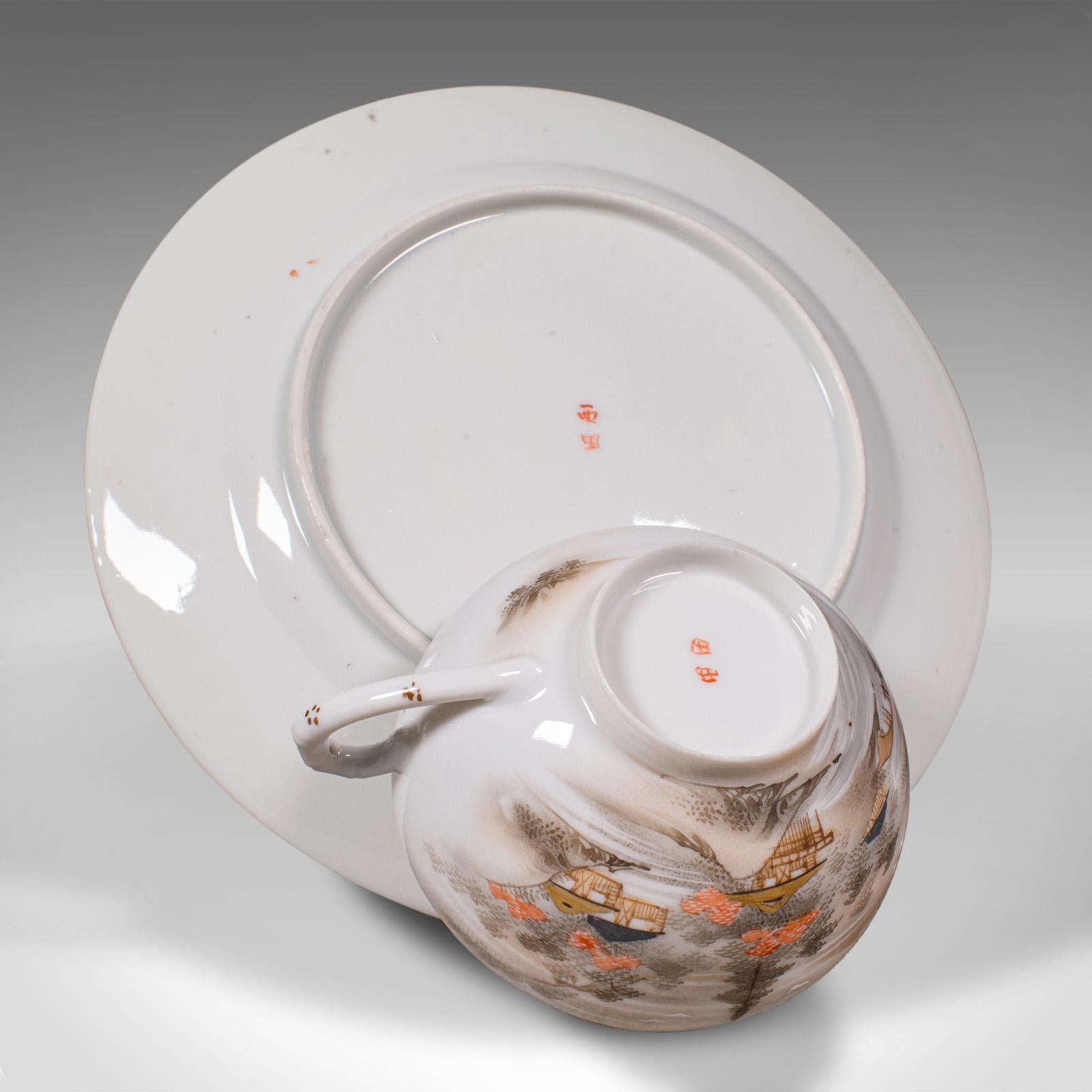 Antique Kutani Tea Service, Japanese, Porcelain, Teapot, Cup & Saucer, Victorian For Sale 7
