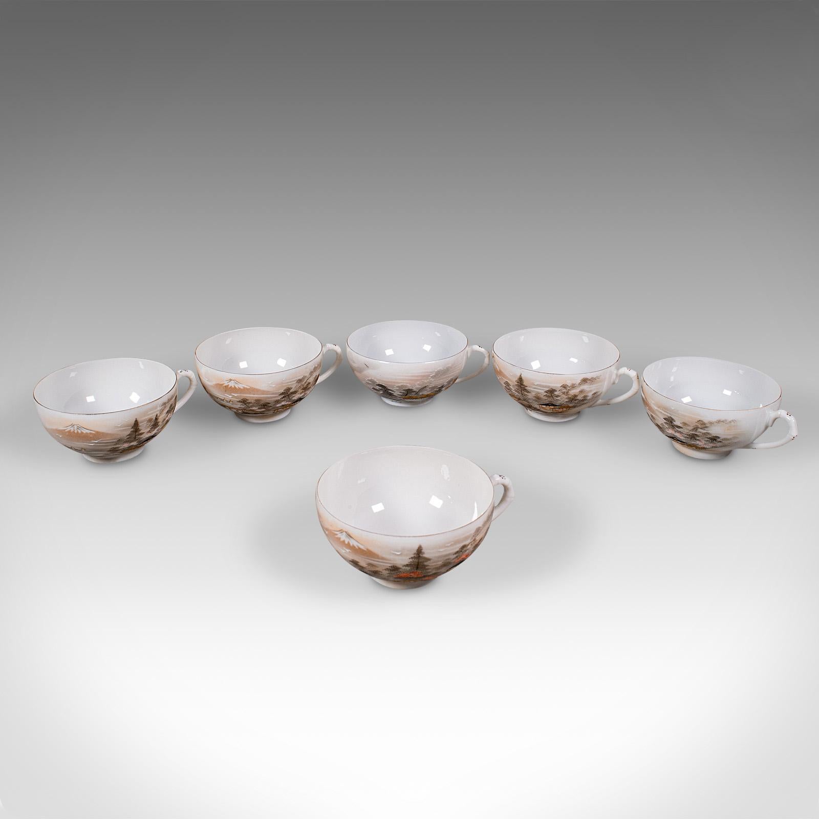Antique Kutani Tea Service, Japanese, Porcelain, Teapot, Cup & Saucer, Victorian In Good Condition For Sale In Hele, Devon, GB