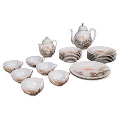 Antico servizio da tè Kutani, giapponese, porcellana, teiera, tazza e piattino, vittoriano