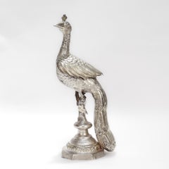 Antique Kutch or Ottoman Silver Peacock or Bird of Paradise Rose Water Sprinkler