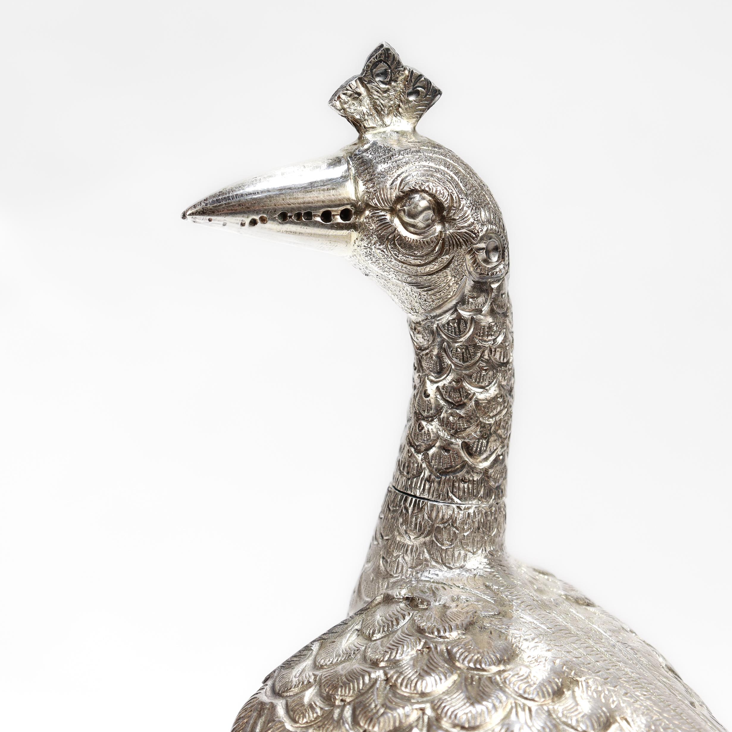 Antike Kutch oder osmanischen Silber Pfau oder Paradiesvogel Rose Wassersprinkler im Angebot 3