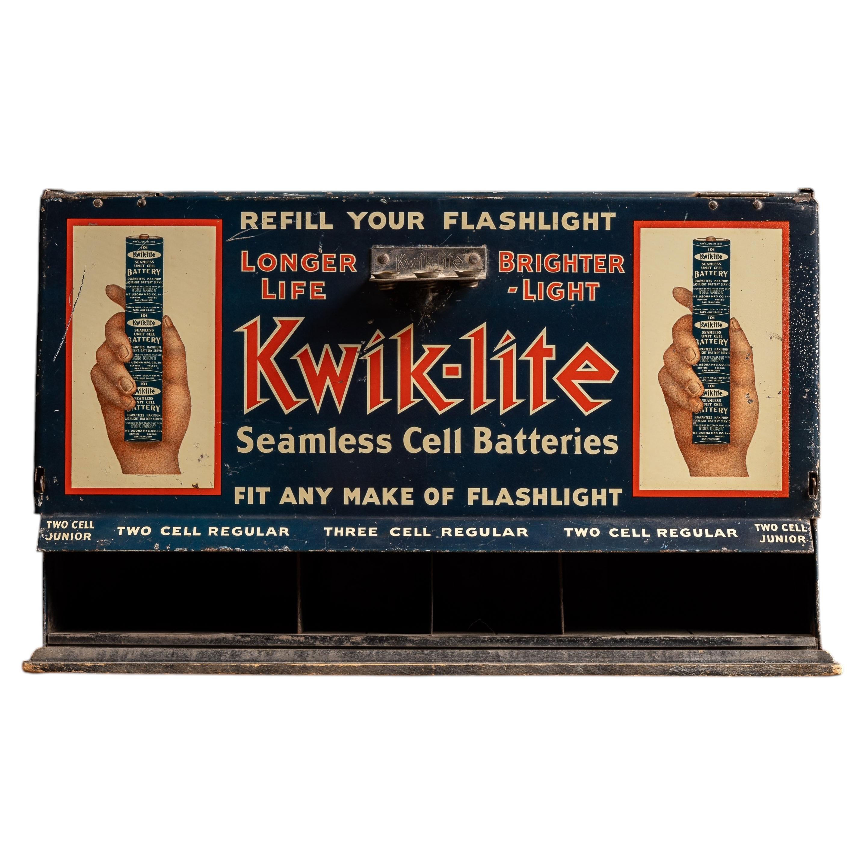 Antique Kwik-Lite Tin Litho Point-of-Sale Case For Sale