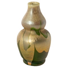 Antique L. C. Tiffany Favrile Miniature Double Gourd Iridescent Glass Vase 1900